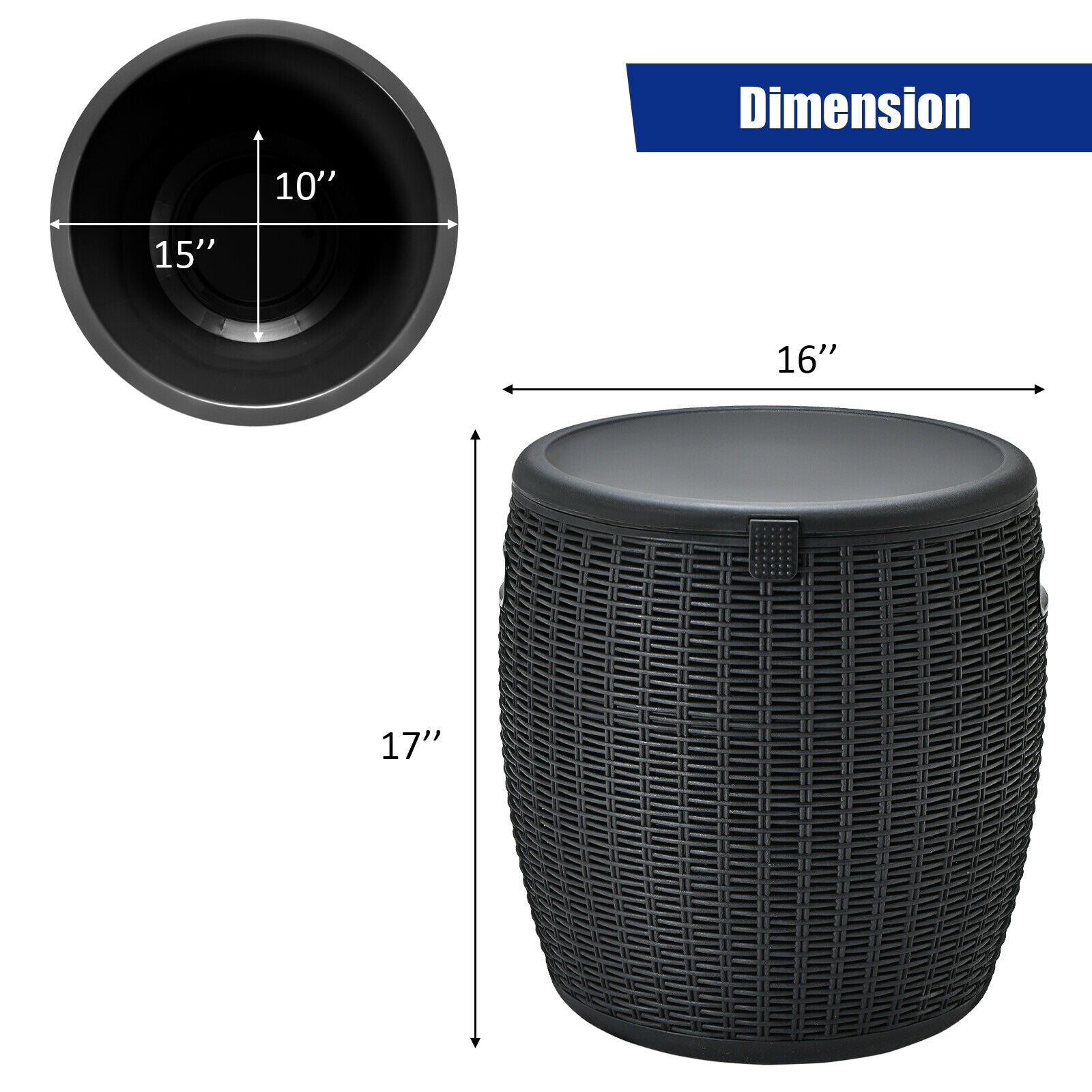 9.5 Gallon 4-in-1 Patio Rattan Cool Bar Cocktail Table Side Table - Energize Trek