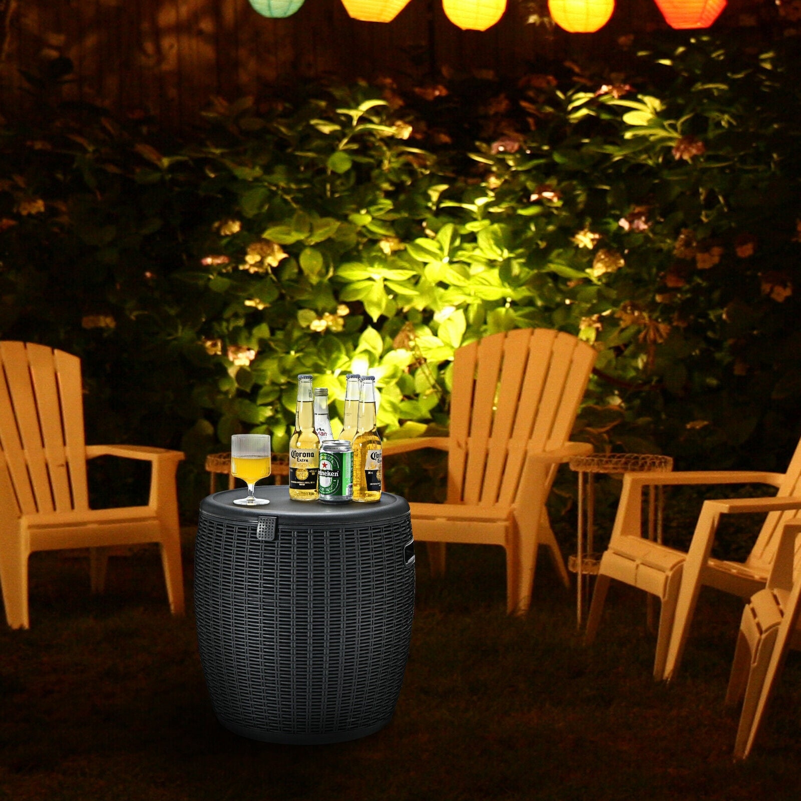 9.5 Gallon 4-in-1 Patio Rattan Cool Bar Cocktail Table Side Table - Energize Trek