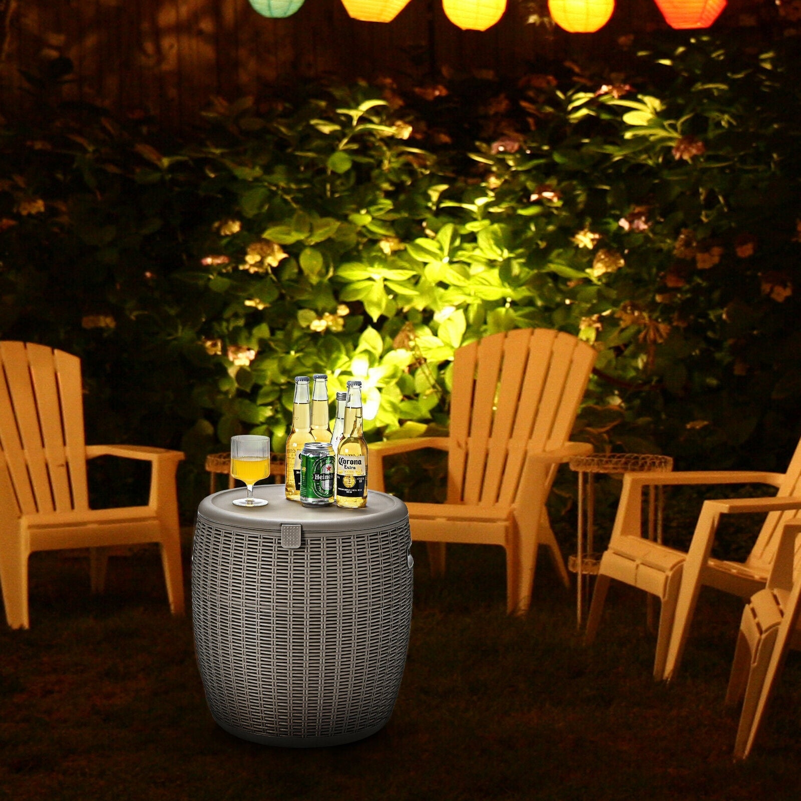 9.5 Gallon 4-in-1 Patio Rattan Cool Bar Cocktail Table Side Table - Energize Trek