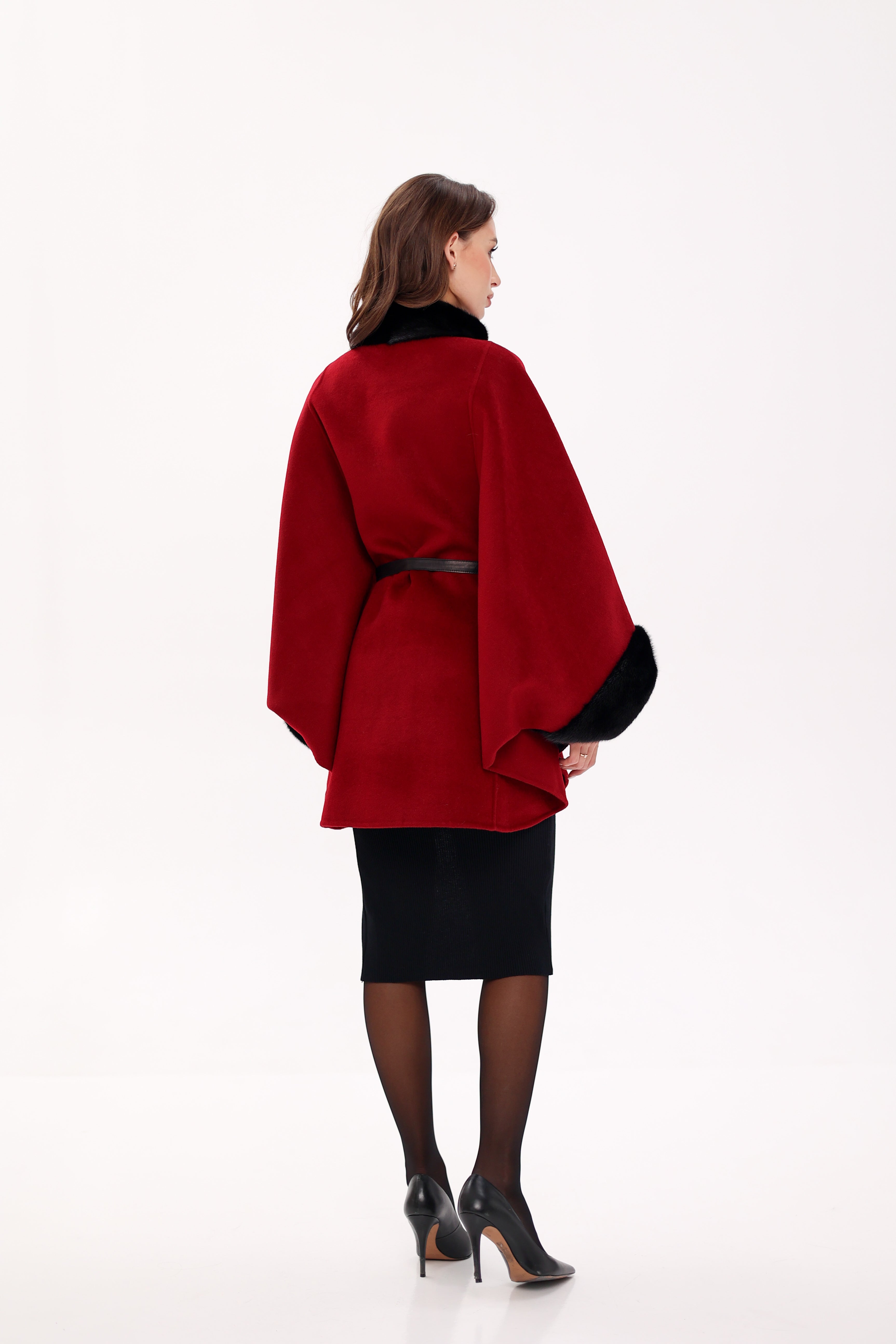 Genuine Scandinavian Mink Fur Double Face Wool Poncho - Energize Trek