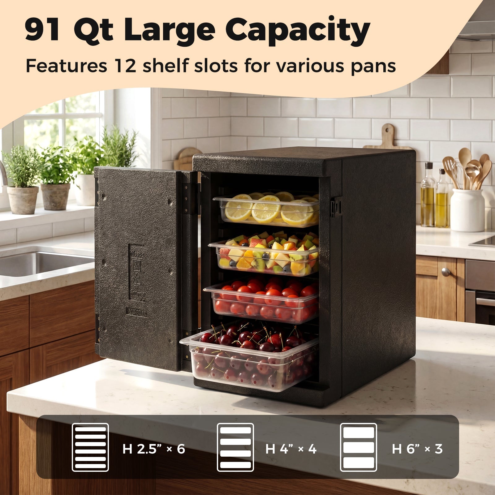 91 Qt Insulated Food Pan Carrier with Safety Buckles - Energize Trek