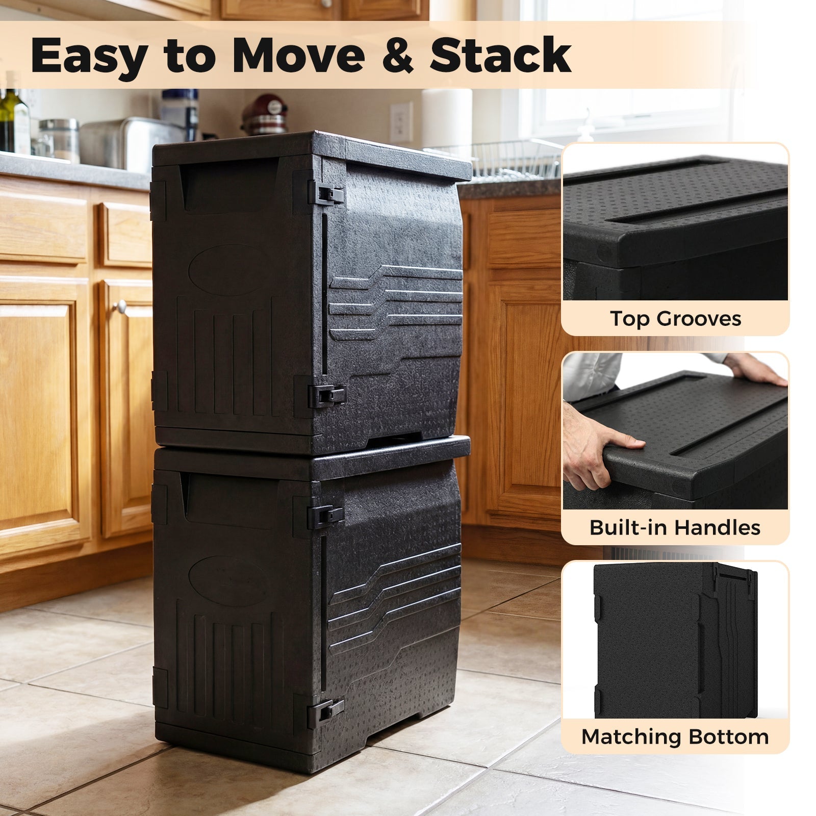 91 Qt Insulated Food Pan Carrier with Safety Buckles - Energize Trek