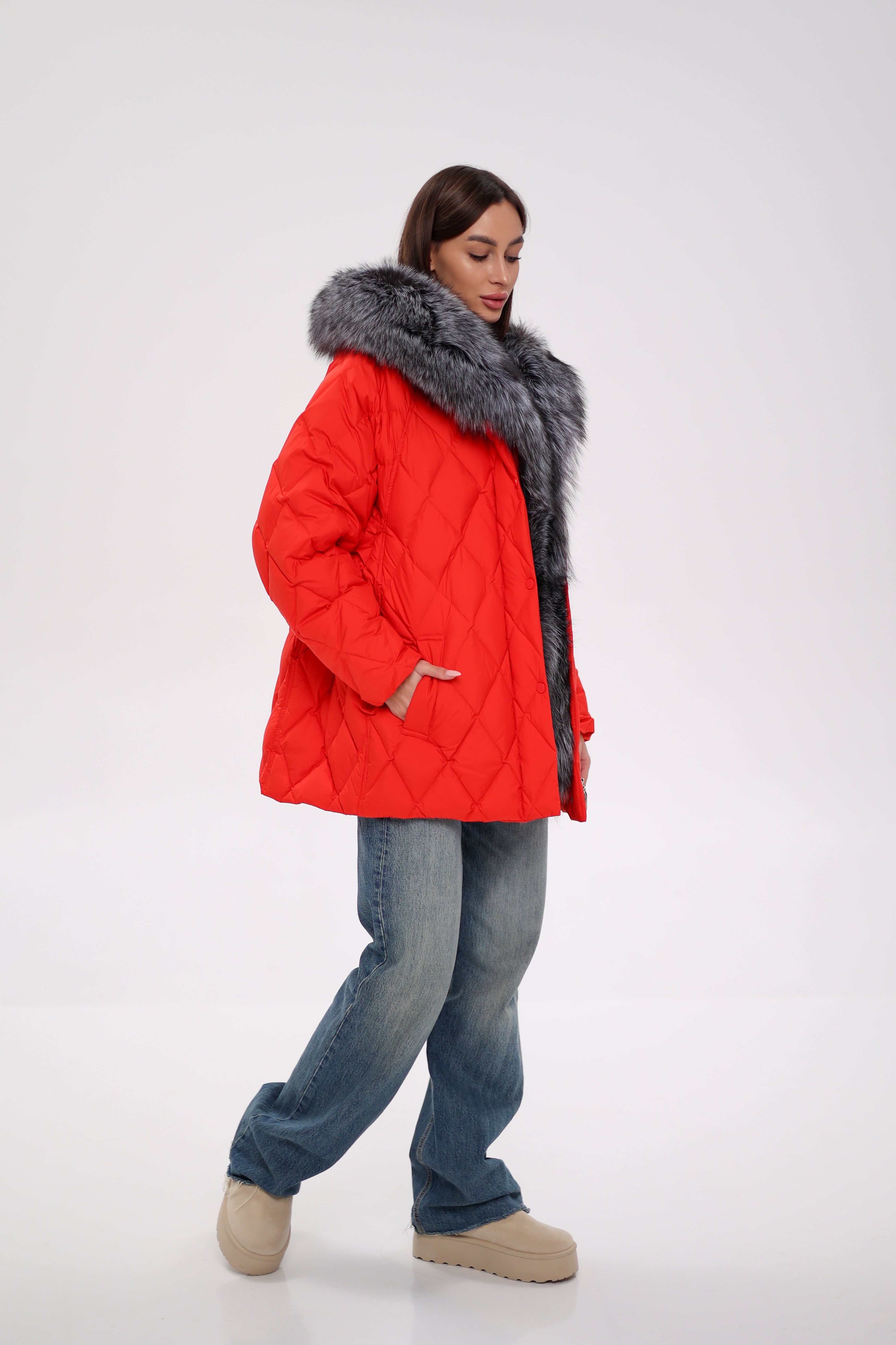 Genuine Silver Fox Down Fill Hooded Parka - Energize Trek