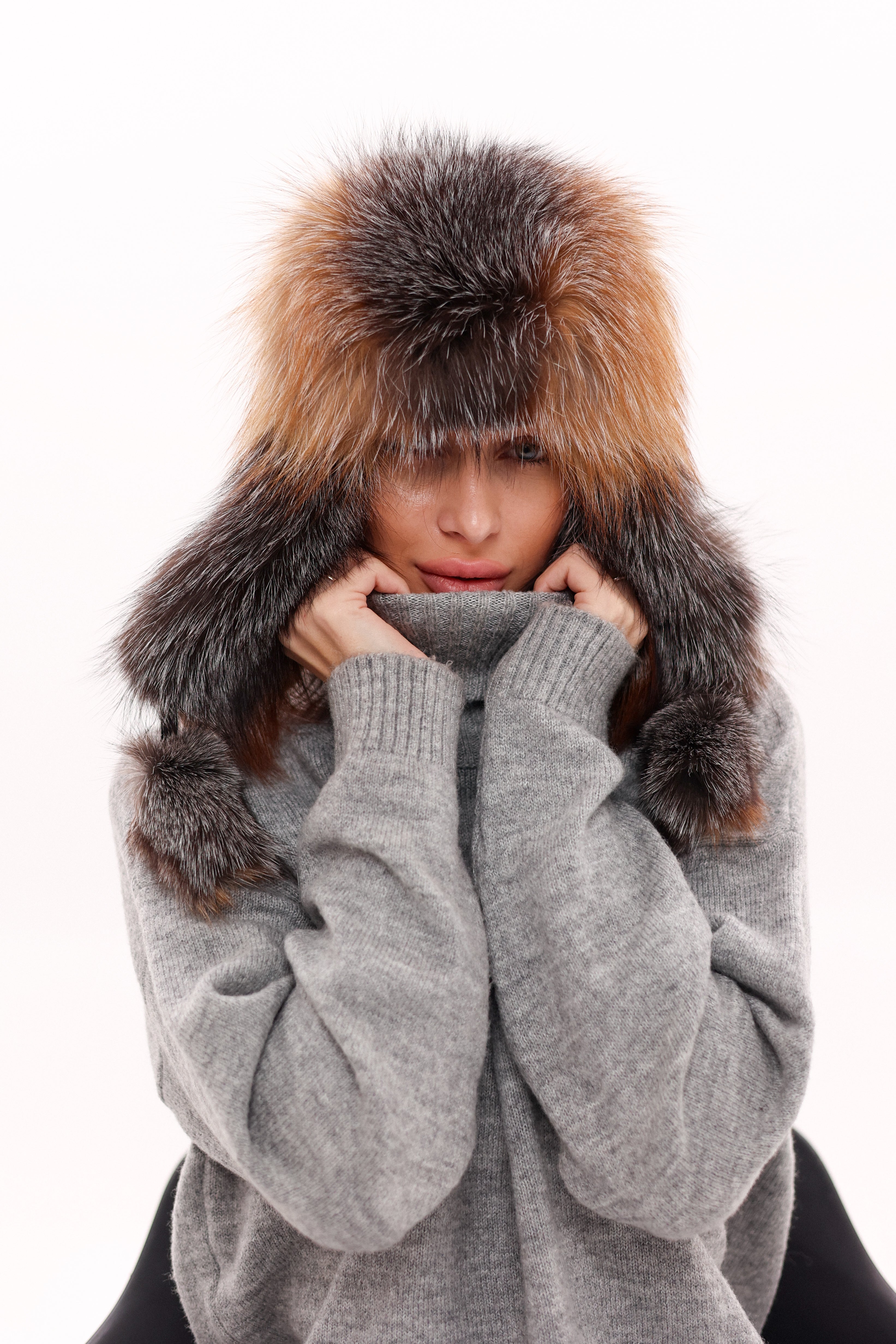 Genuine Silver Fox Fur Genuine Leather Hat - Energize Trek