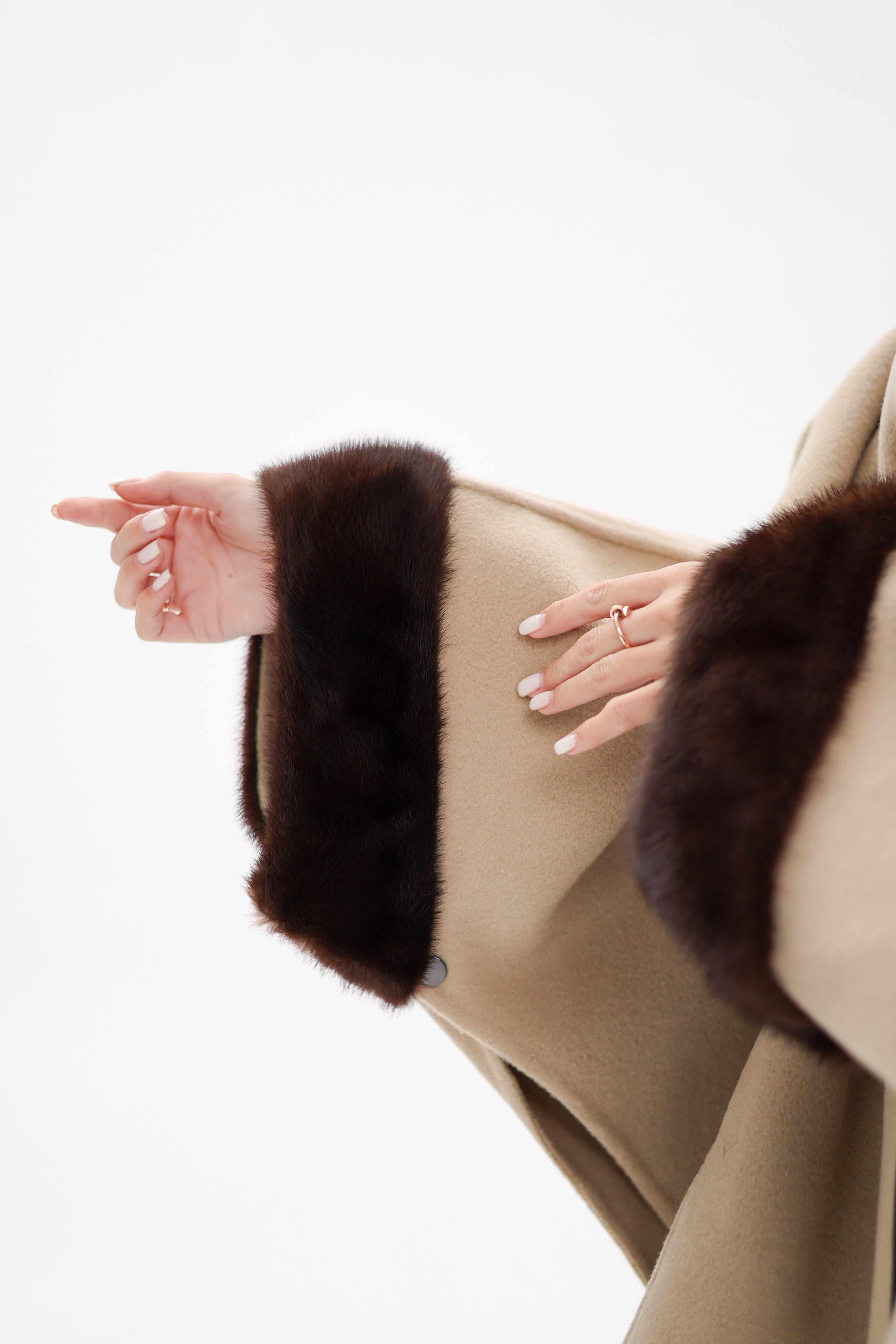 Genuine Scandinavian Mink Fur Double Face Wool Poncho - Energize Trek
