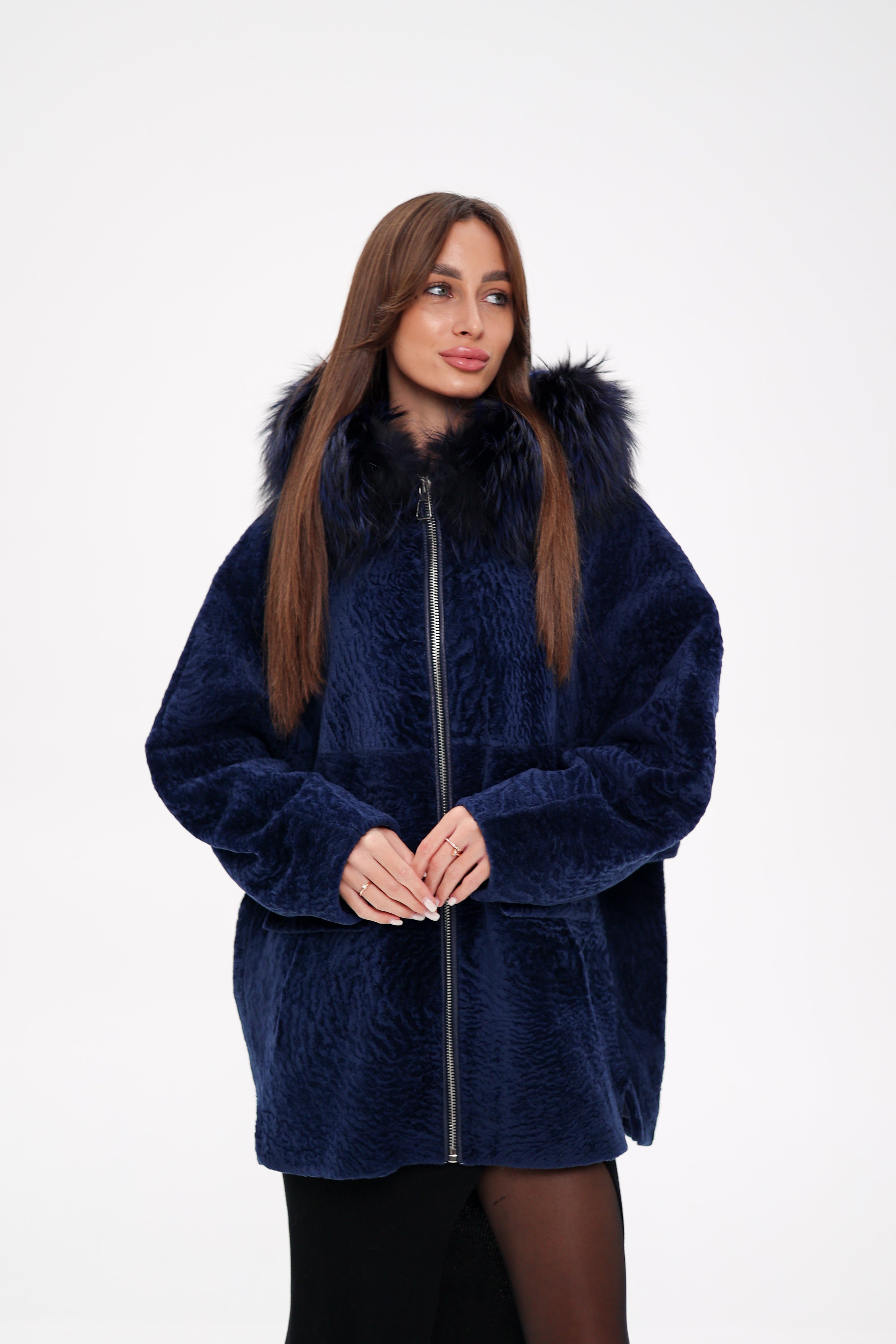 Genuine Shearling Silver Fox Trim Jacket - Energize Trek