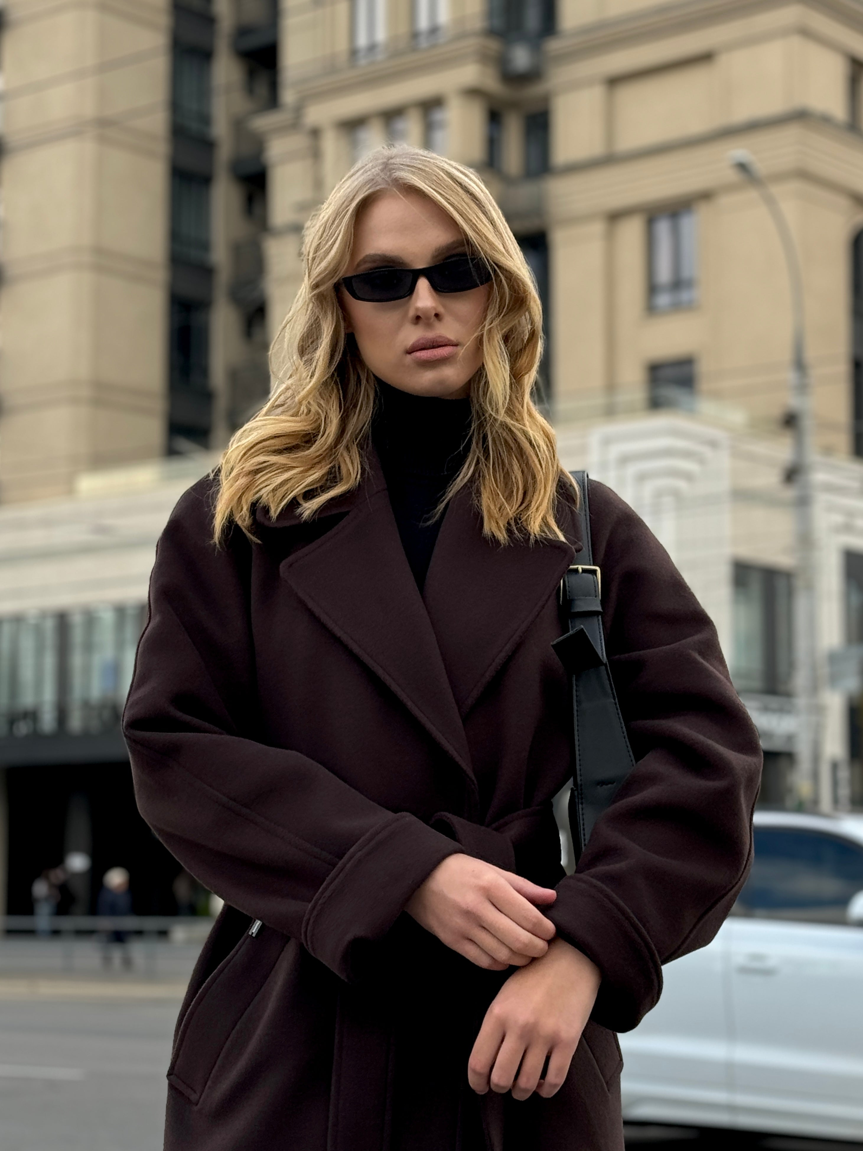 Emily Classic Wool Blend Overcoat in Rich Chocolate - Energize Trek