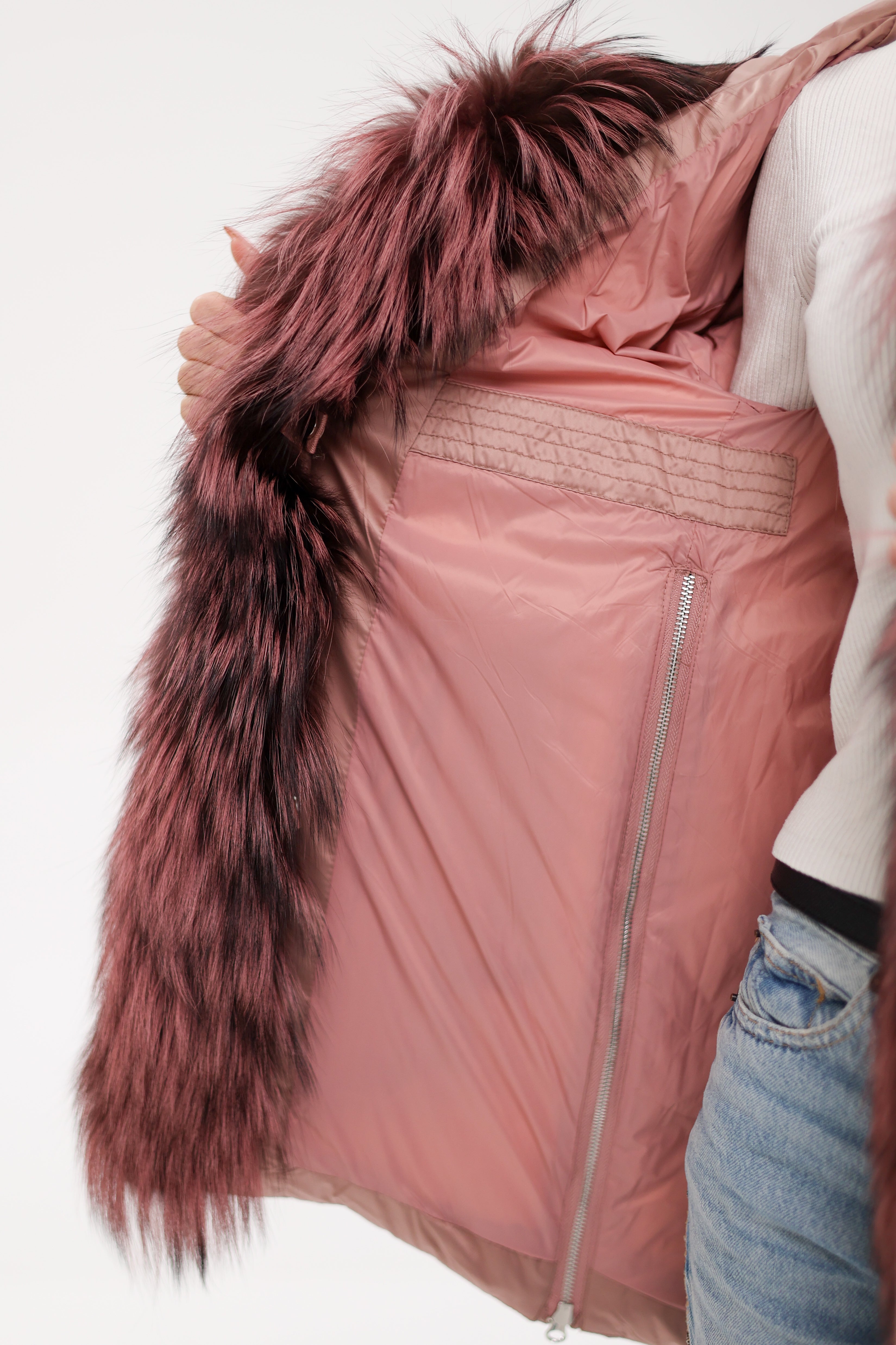 Genuine Silver Fox Fur Trim Down Insulated Parka - Energize Trek