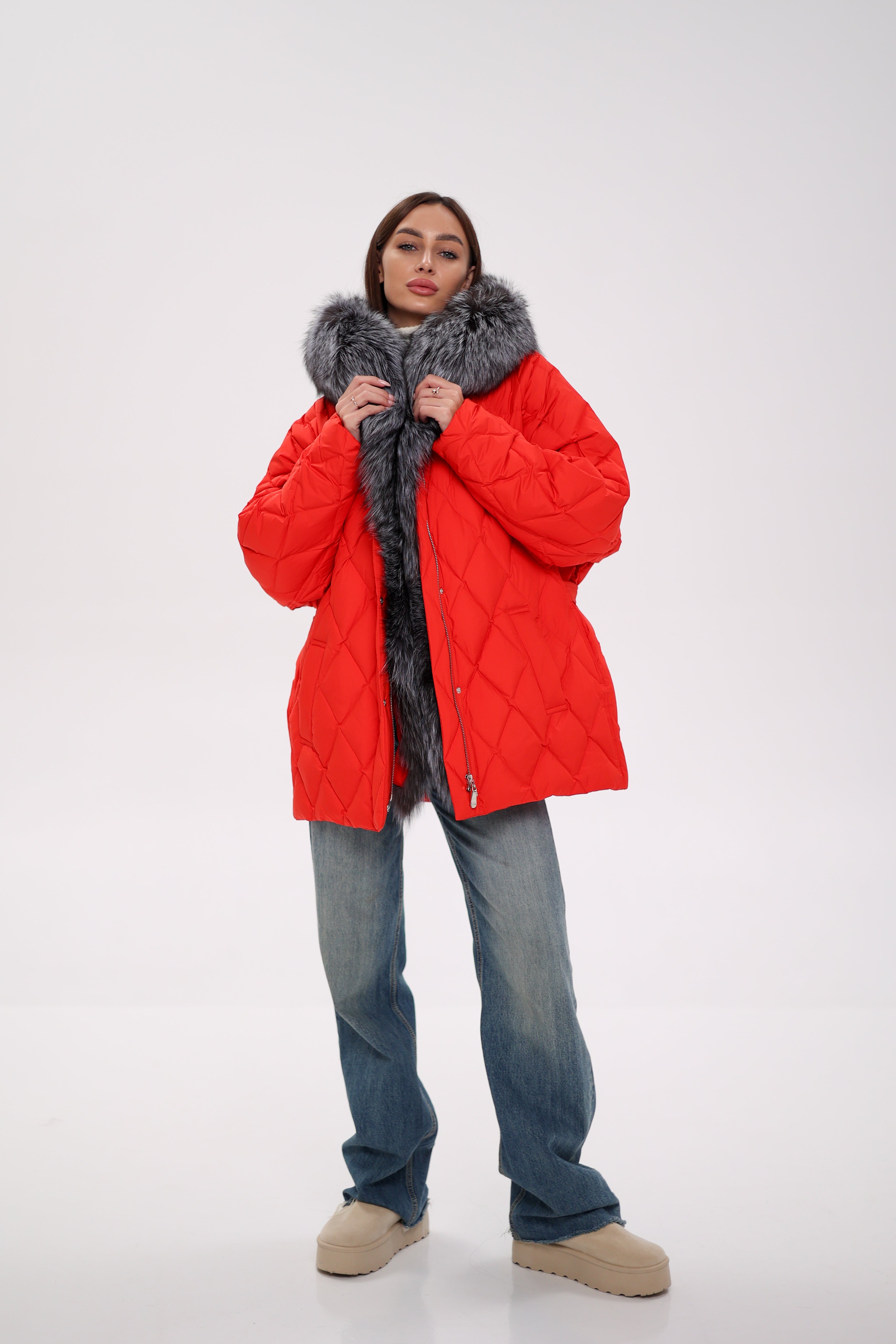 Genuine Silver Fox Down Fill Hooded Parka - Energize Trek