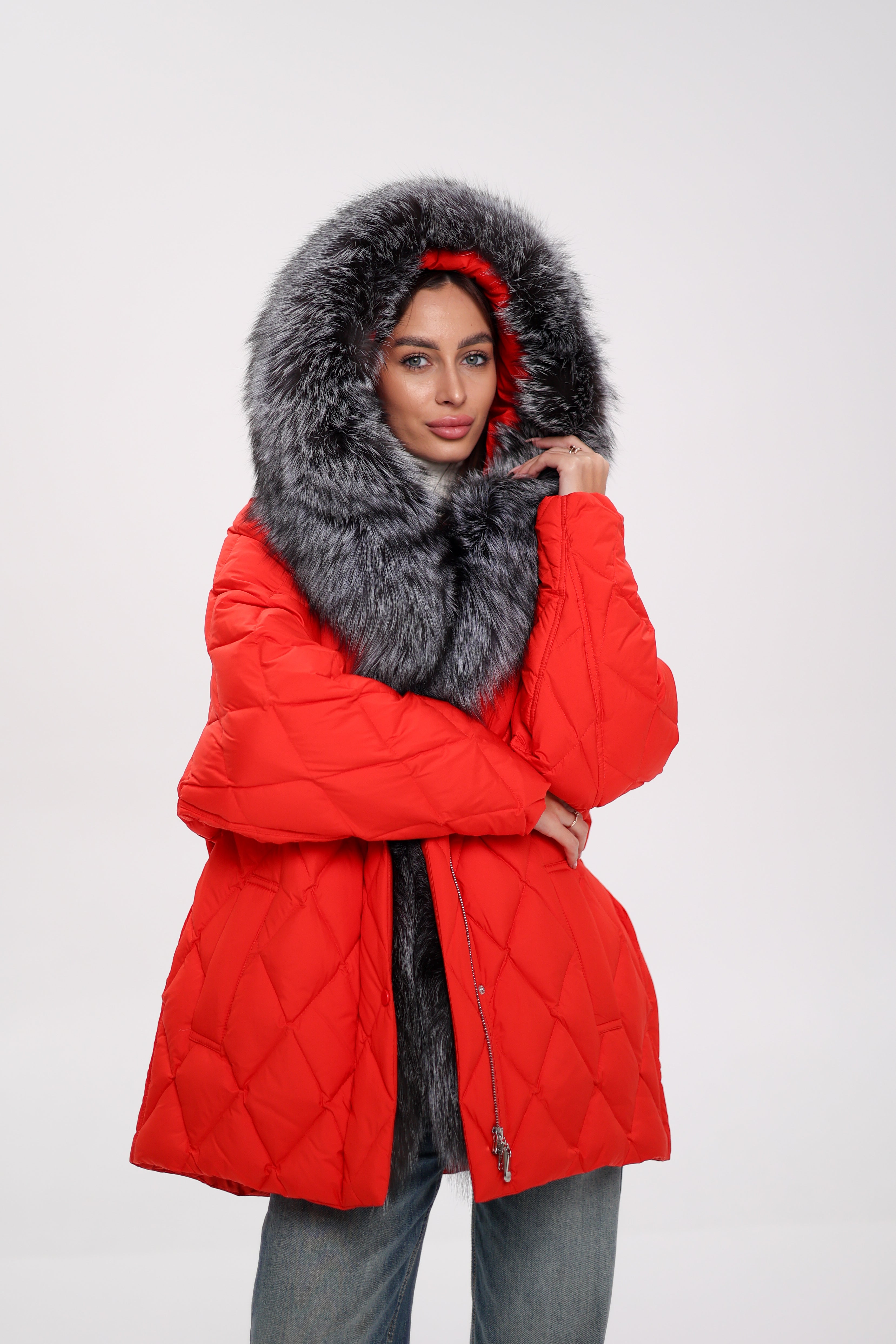 Genuine Silver Fox Down Fill Hooded Parka - Energize Trek