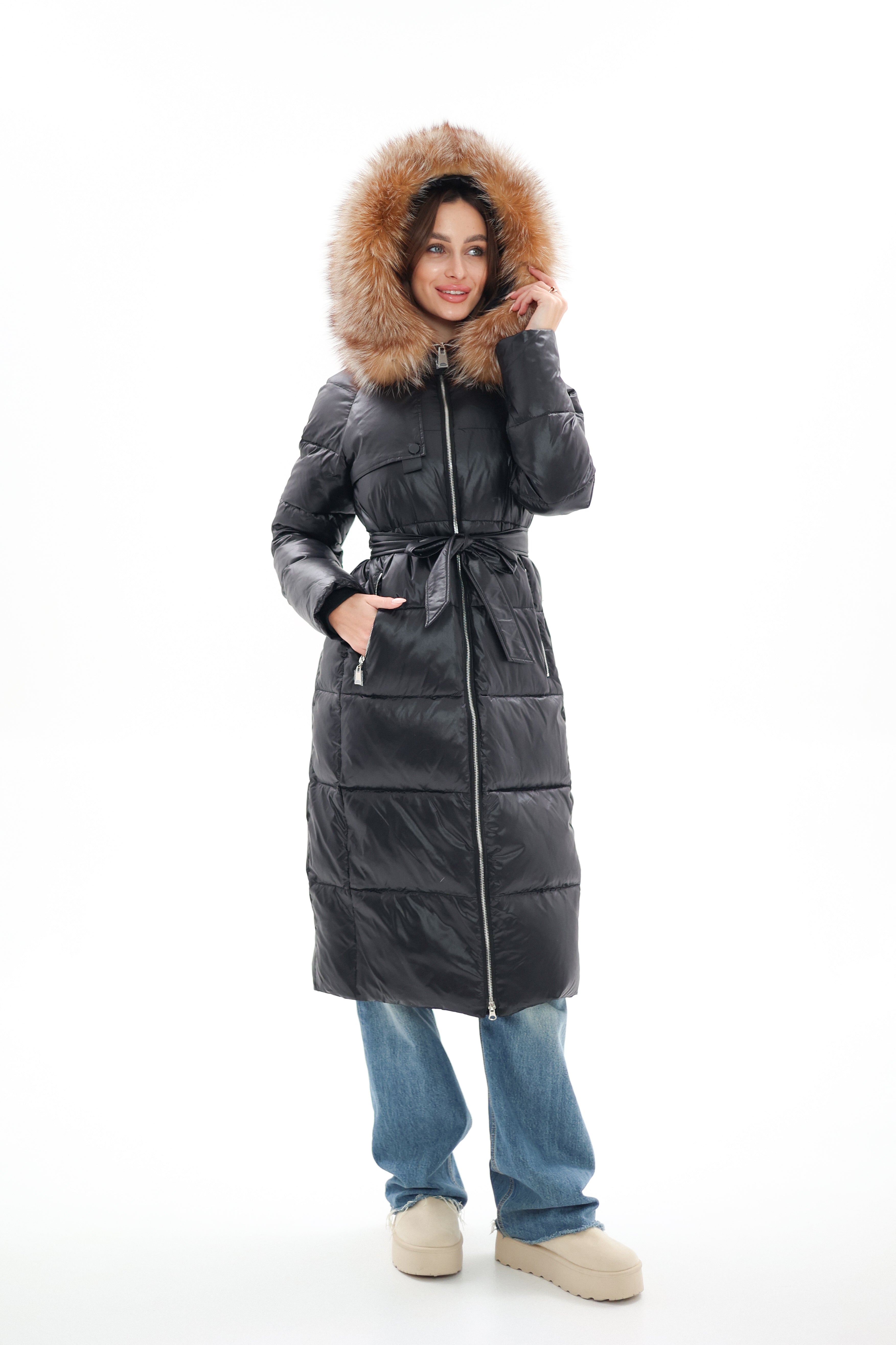 Genuine Silver Fox Fur Alternative Down Fill Coat - Energize Trek