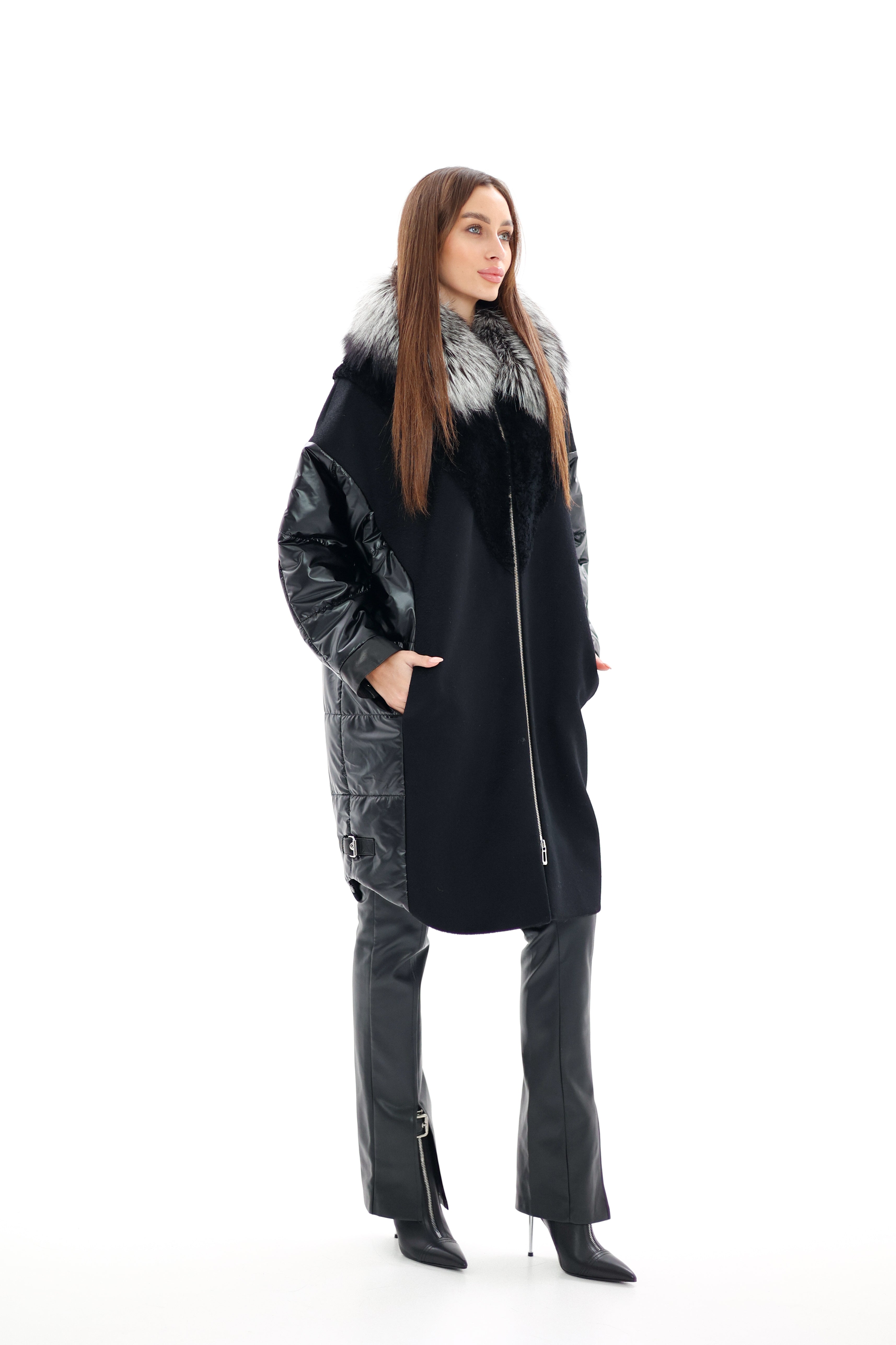 Genuine Silver Fox Fur Italian Cashmere Wool Freudenberg Comfortemp® Coat - Energize Trek
