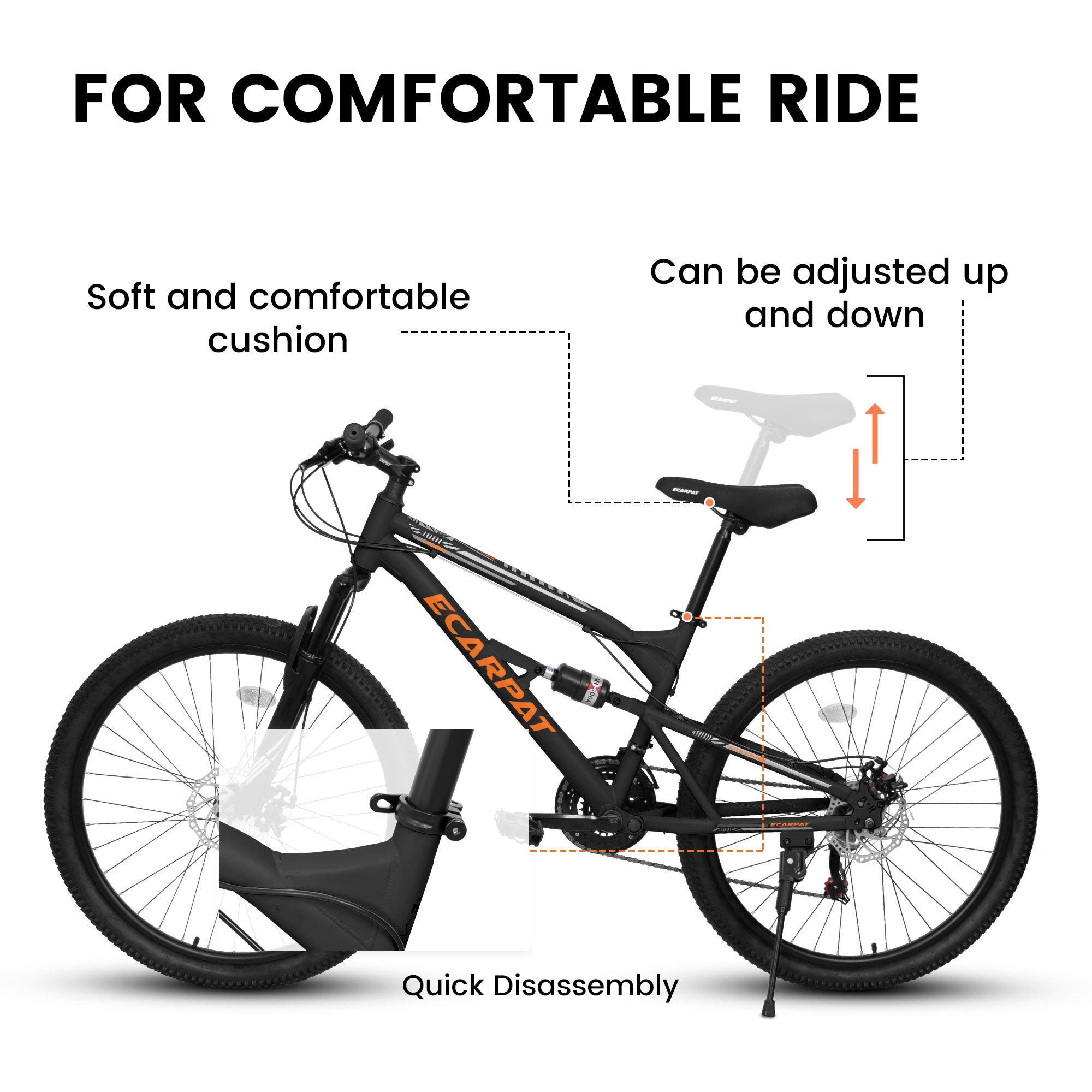 A26207 26 Inch Steel Frame Shock Fork Plus Shock Absorber 21-speed Unisex Mountain Bike - Energize Trek