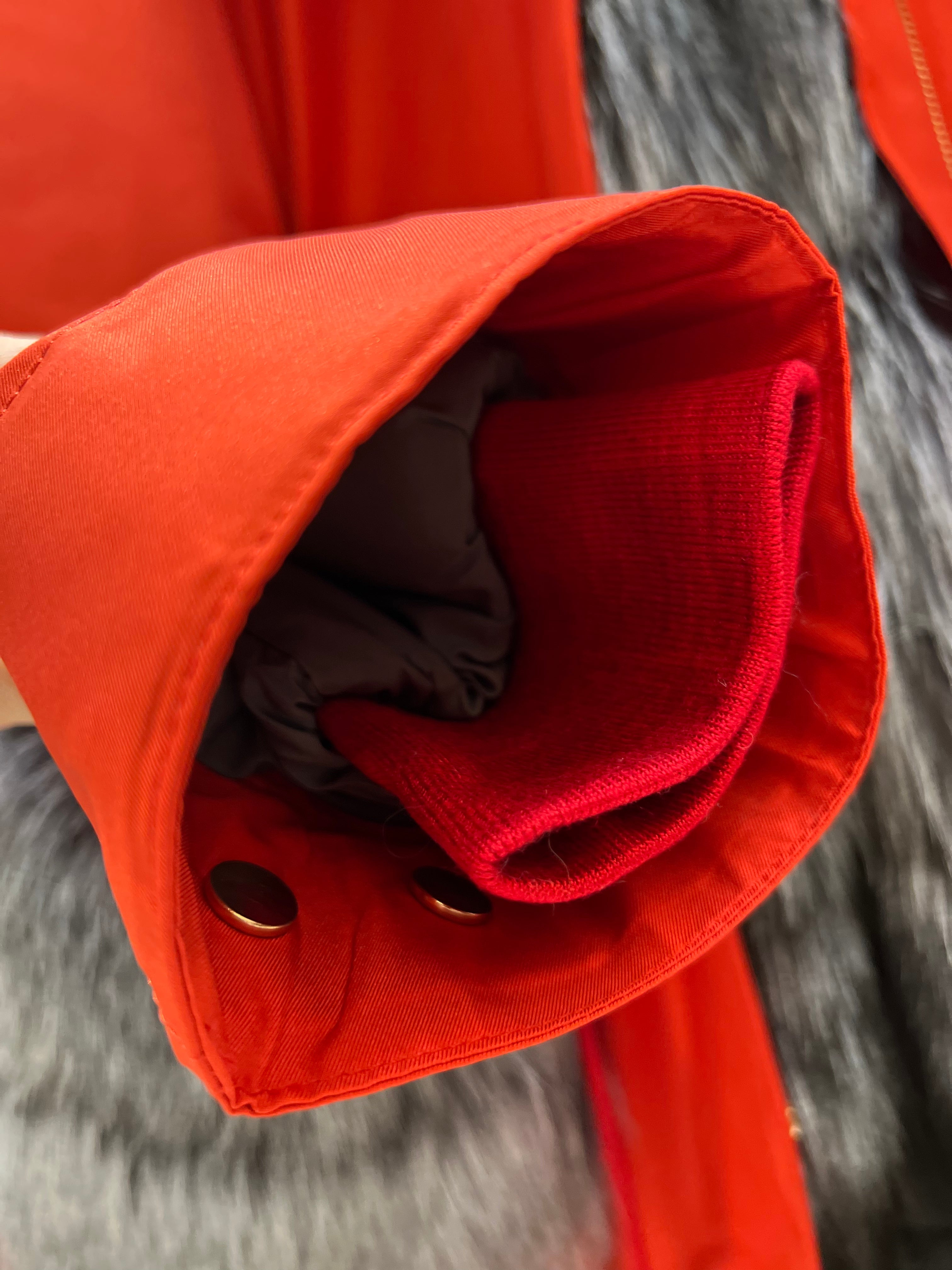 Roma Genuine Silver Fox Fur Rabbit Fur Insulated Parka in Red - Energize Trek