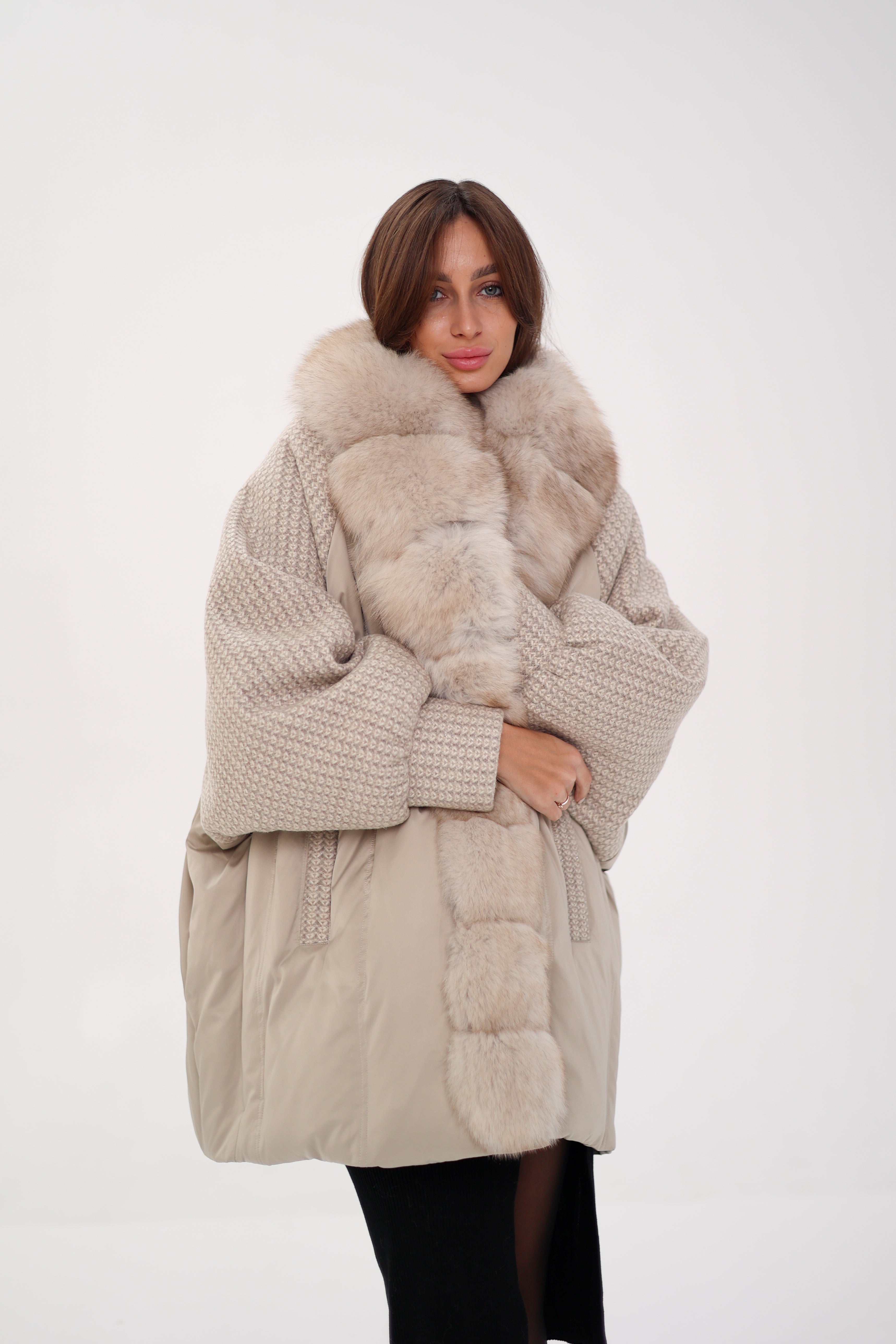 Genuine Polar Fox Boucle Down Coat - Energize Trek