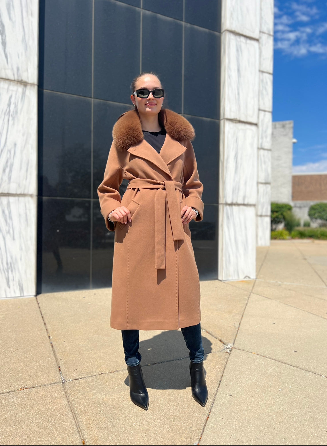 Genuine Polar Fox Tailored Cashmere Wool Coat - Energize Trek