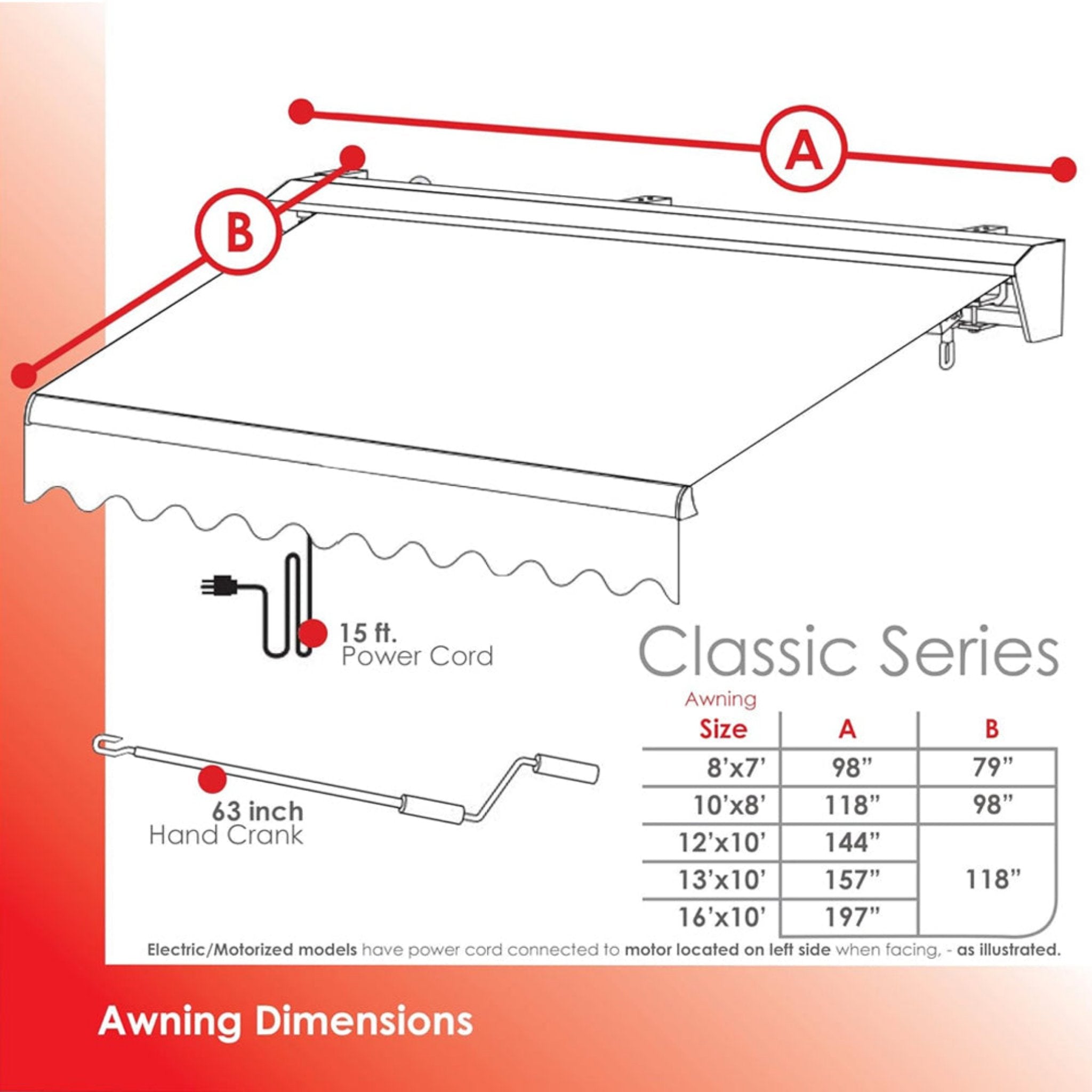 Advaning Classic Series Fully Assembled Retractable Sun Shade Canopy Awning (SAK92851) - Energize Trek