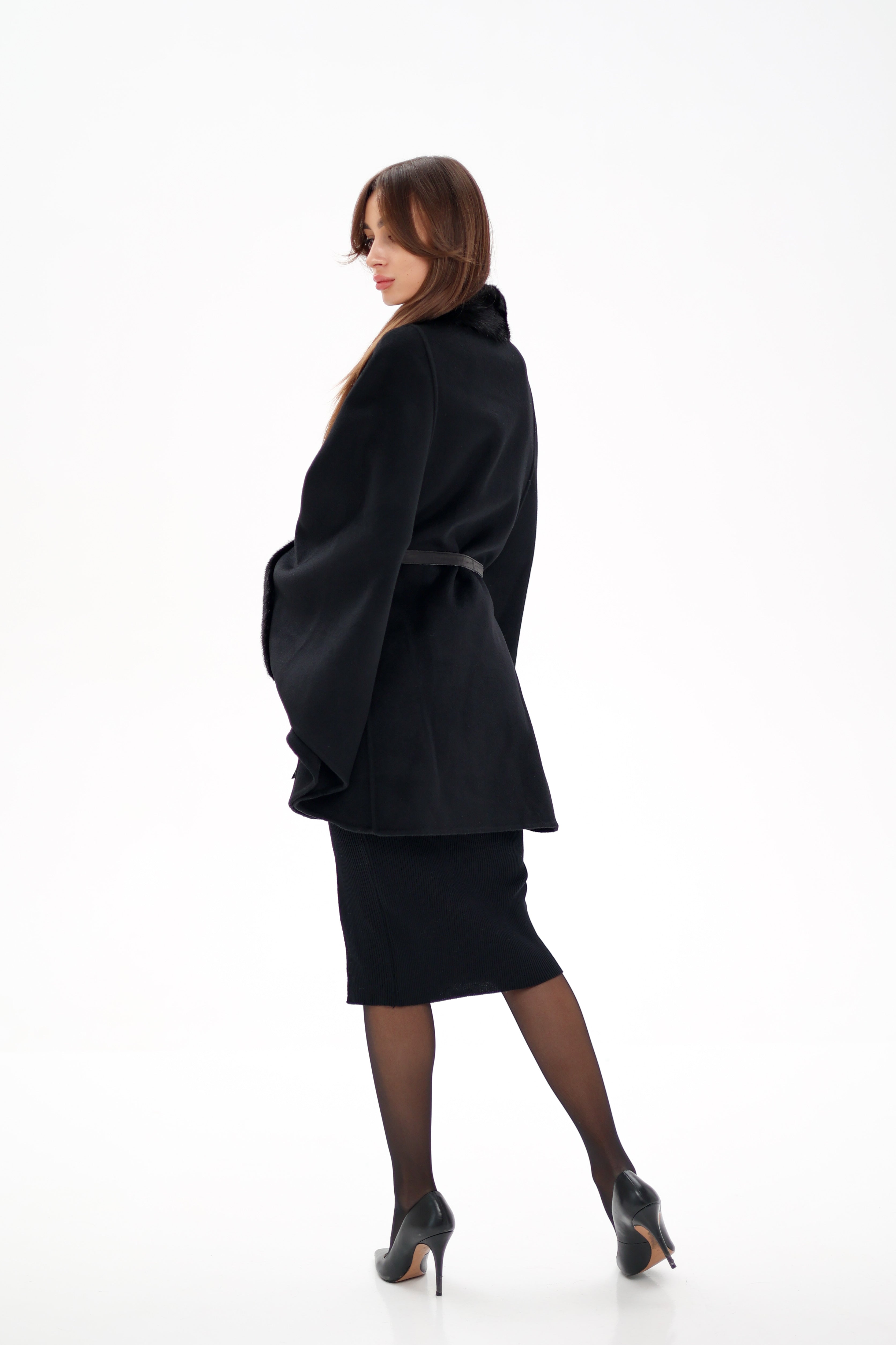Genuine Scandinavian Mink Fur Double Face Wool Poncho - Energize Trek