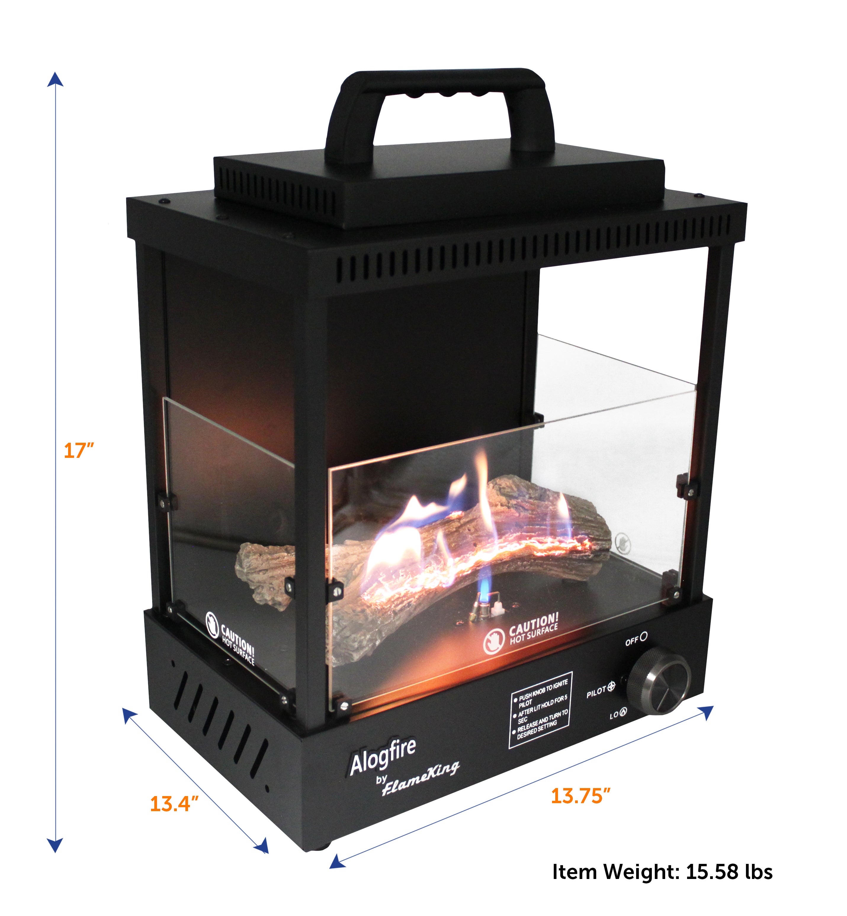 Flame King Portable Propane Alogfire Fireplace Heater Indoor and Outdoor - Energize Trek