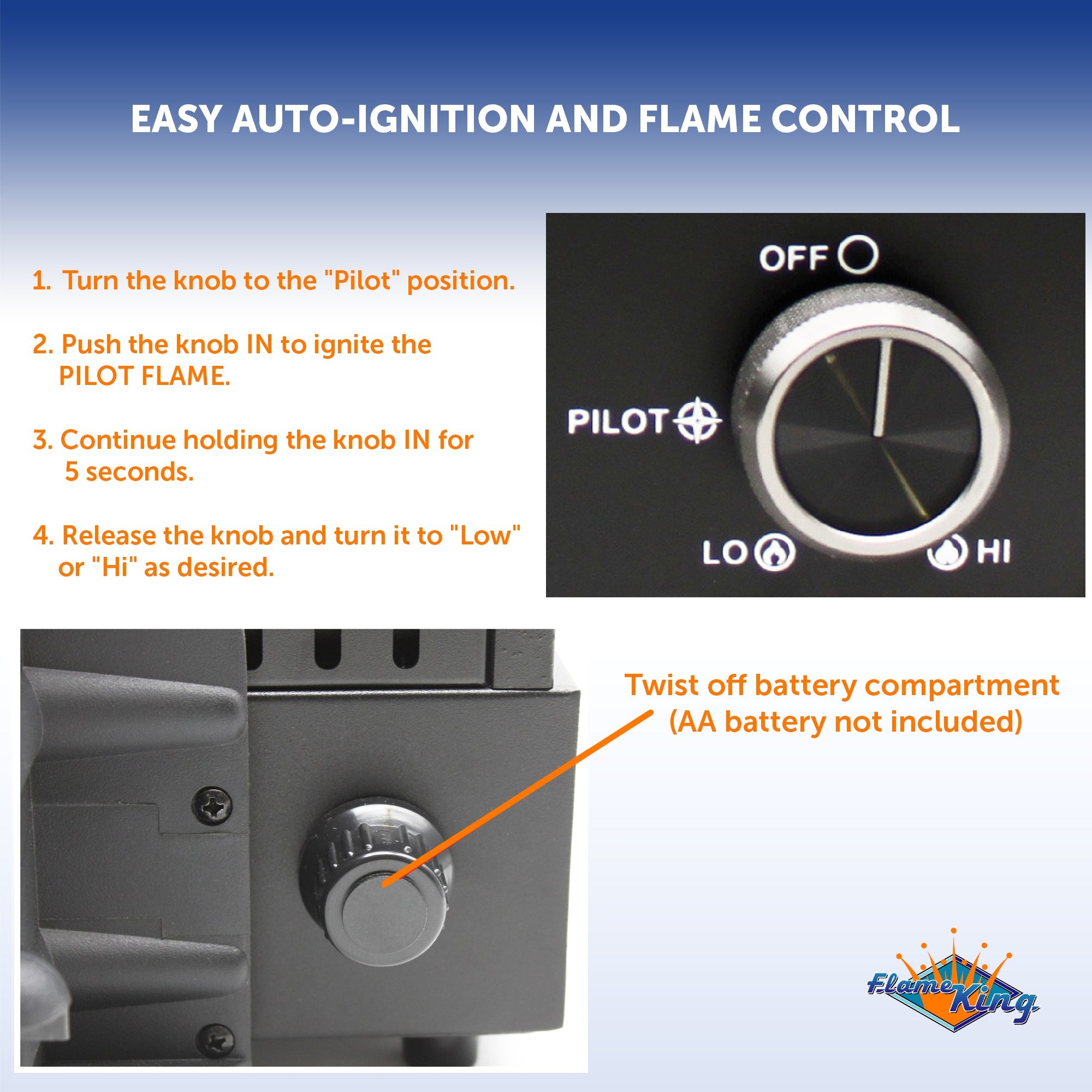 Flame King Portable Propane Alogfire Fireplace Heater Indoor and Outdoor - Energize Trek
