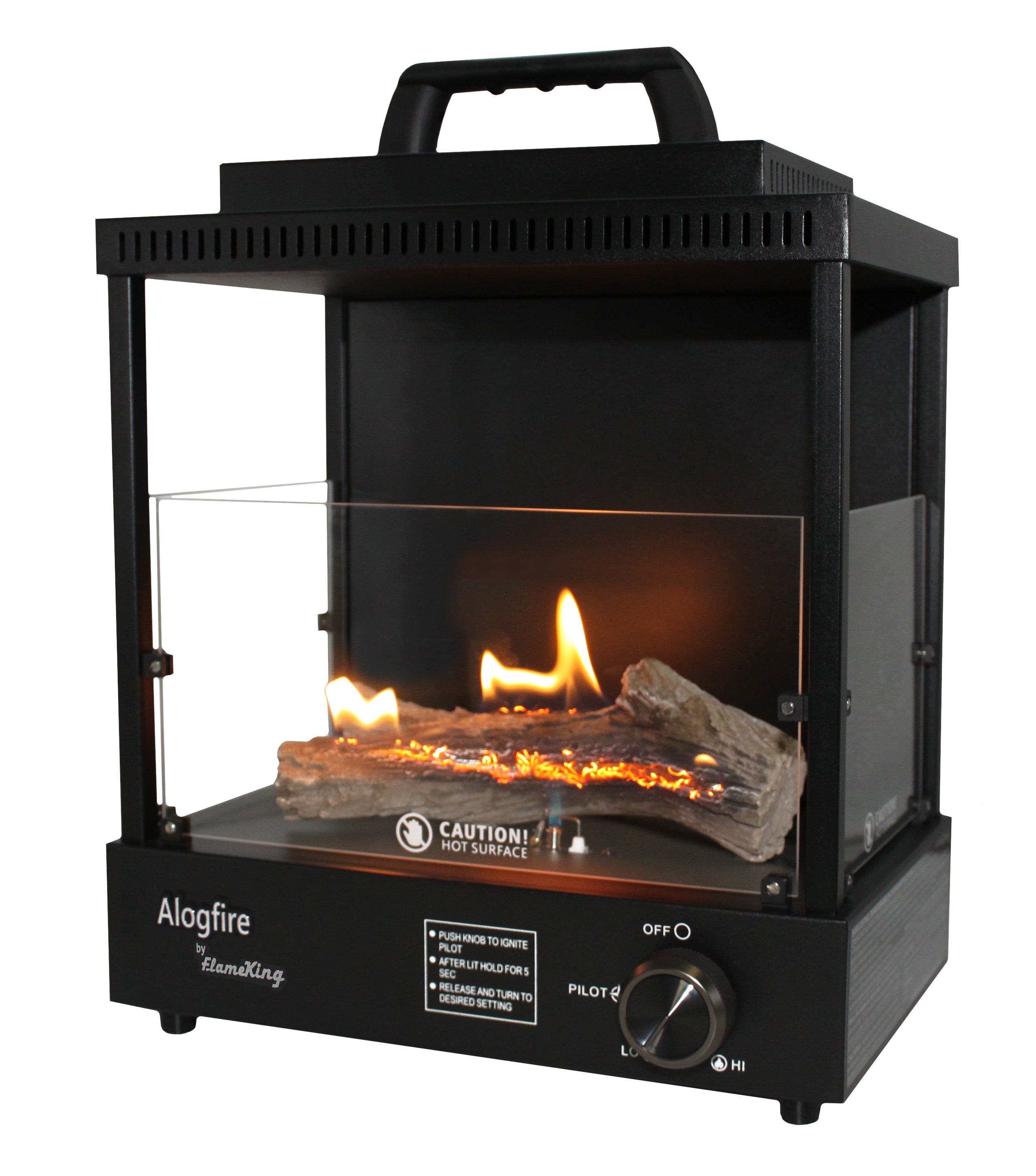 Flame King Portable Propane Alogfire Fireplace Heater Indoor and Outdoor - Energize Trek