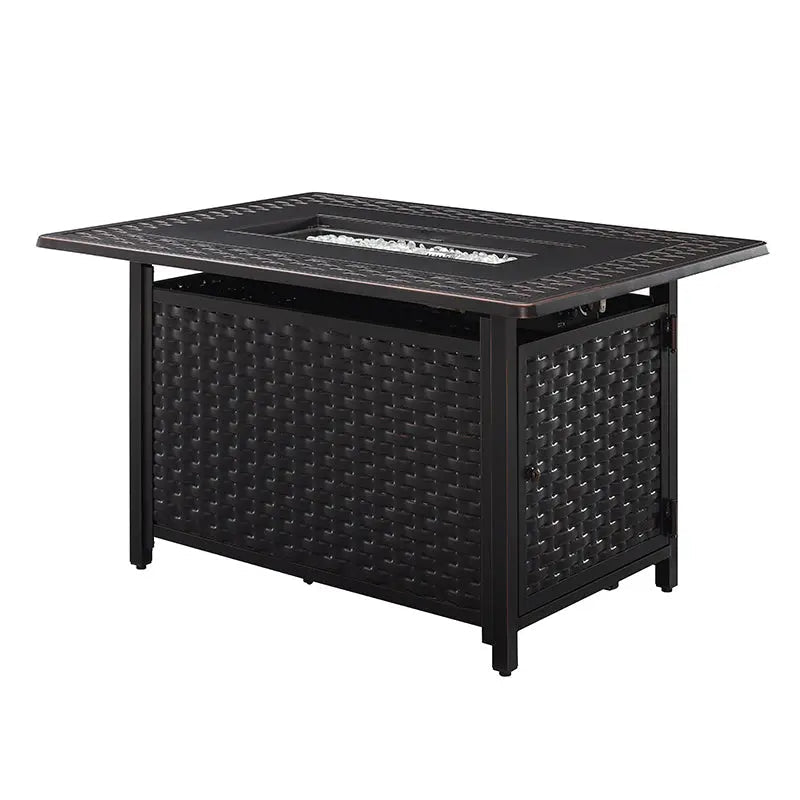 Albany 44" Rectangular Woven Aluminum Convertible Gas Fire Pit Table - Energize Trek