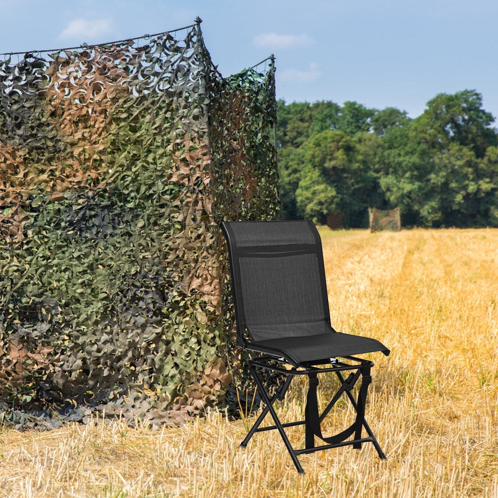 All weather Outdoor Foldable 360 Degree Swivel Chair with Iron Frame - Energize Trek