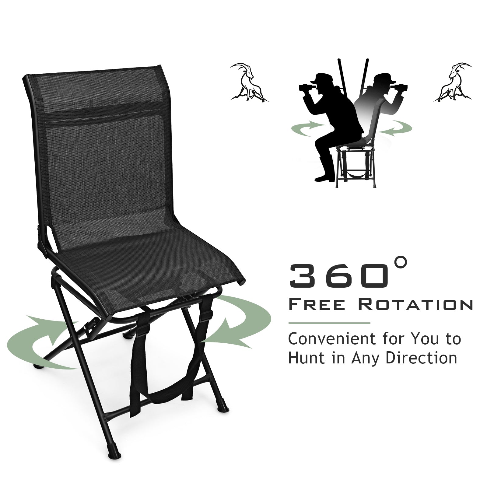 All weather Outdoor Foldable 360 Degree Swivel Chair with Iron Frame - Energize Trek