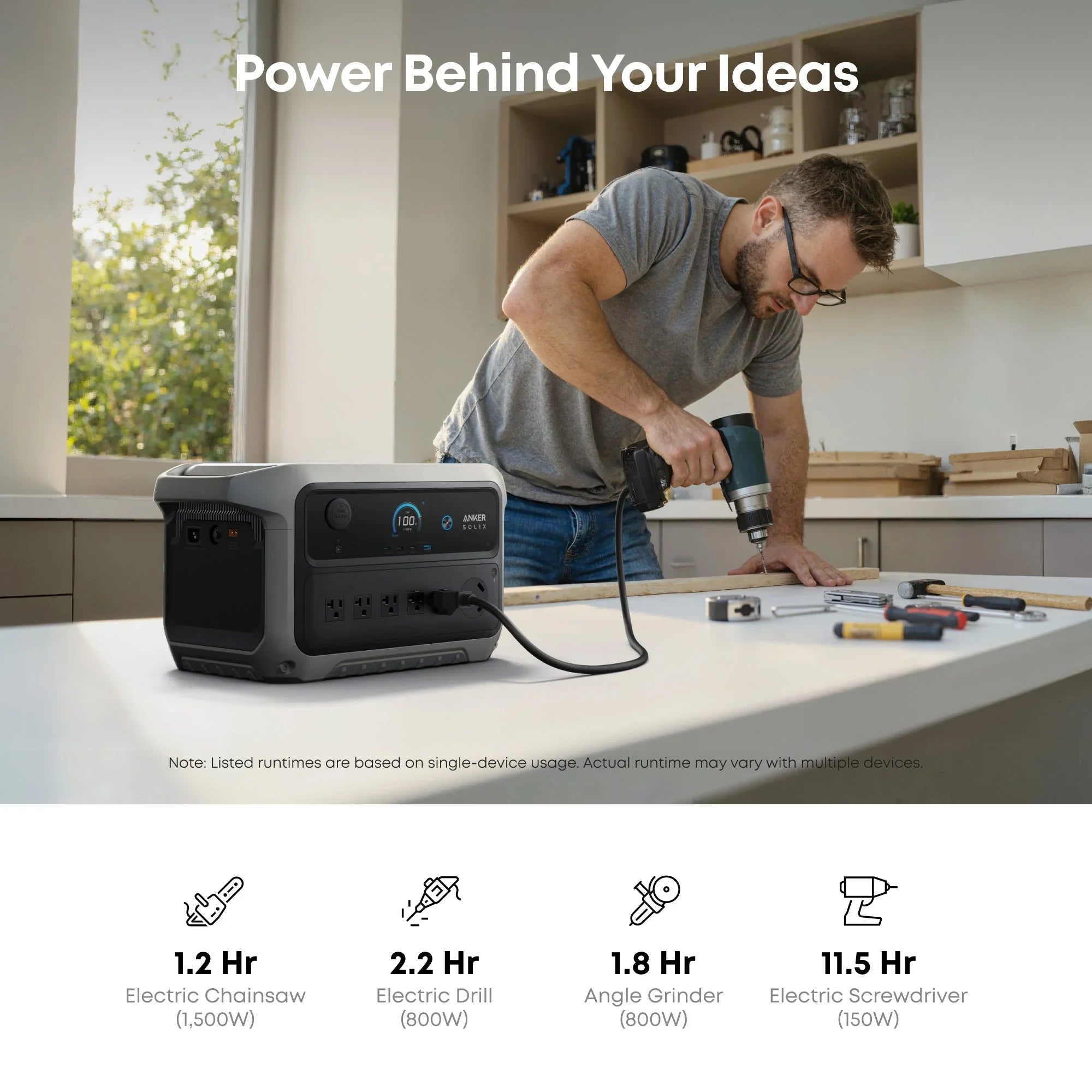 Anker SOLIX C2000 Gen2 Portable Power Station + 400w Solar Panel + Car Alternator Charger - Energize Trek