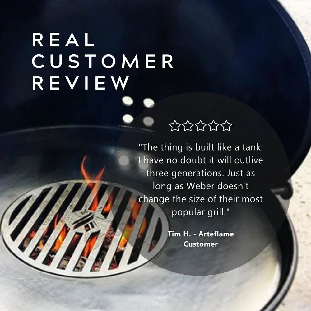 Arteflame 18″ Two-Piece Flat-Top Kit — Fits Weber® Kettle Charcoal Grills (Griddle Ring + Center Grill Grate) - Energize Trek