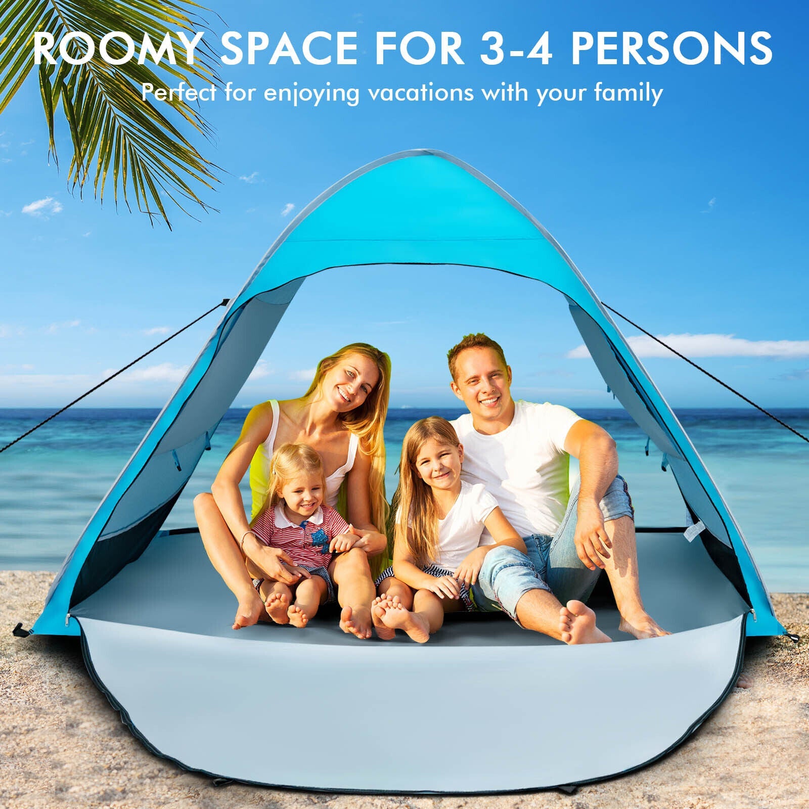Automatic Pop-up Beach Tent with Carrying Bag-Blue - Energize Trek