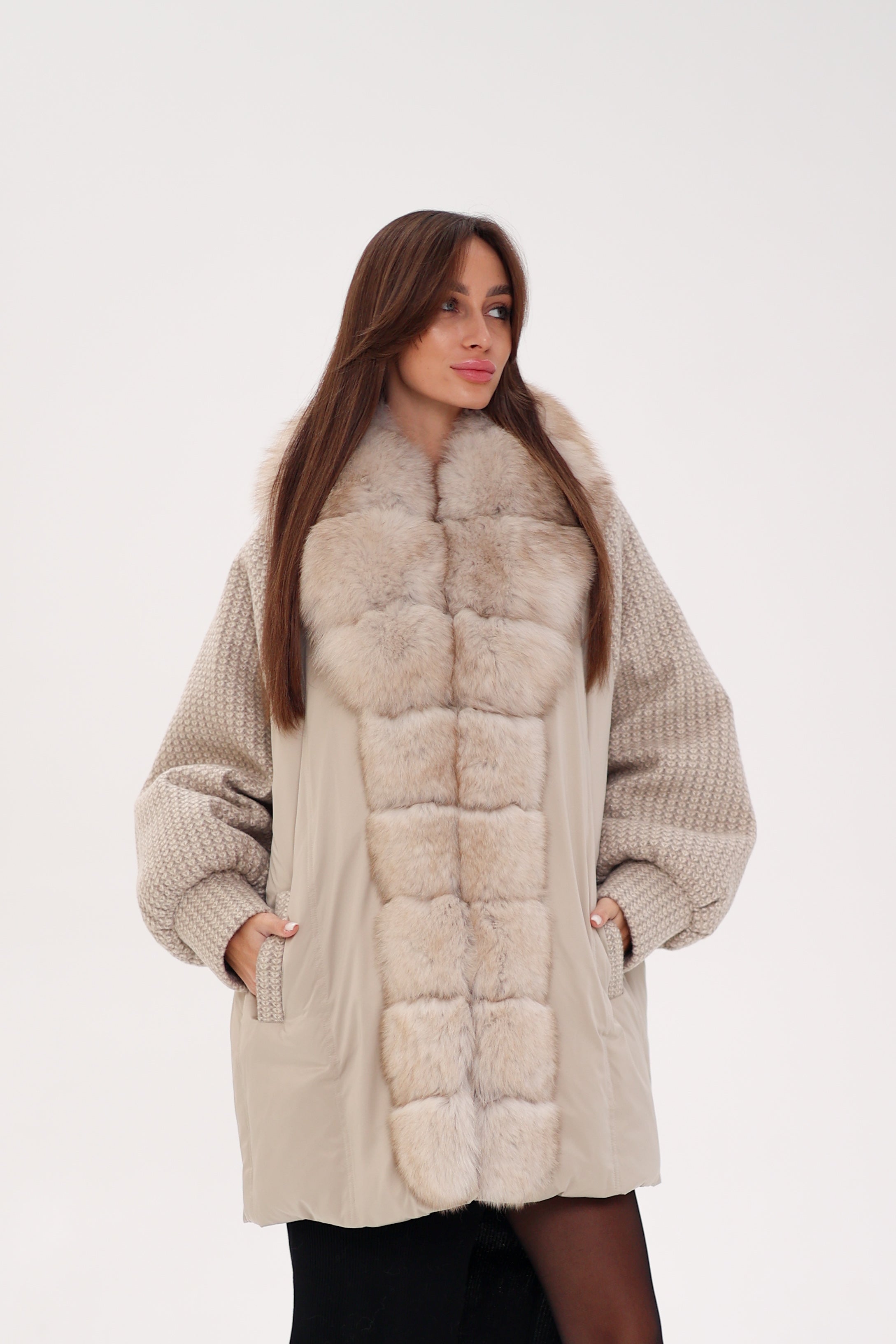 Genuine Polar Fox Boucle Down Coat - Energize Trek