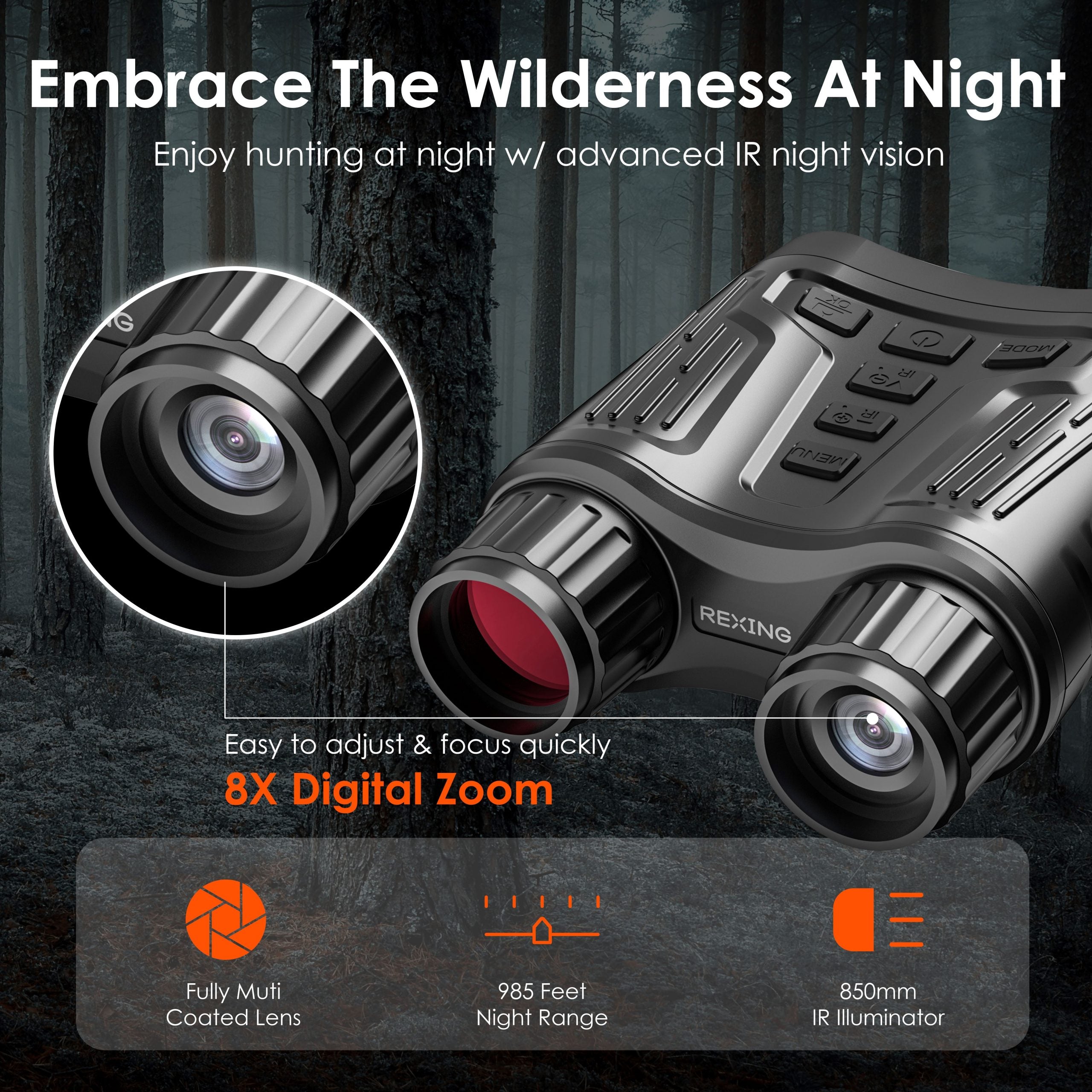 Rexing B1 Pro – 4K IR Night Vision Digital Binocular - Energize Trek