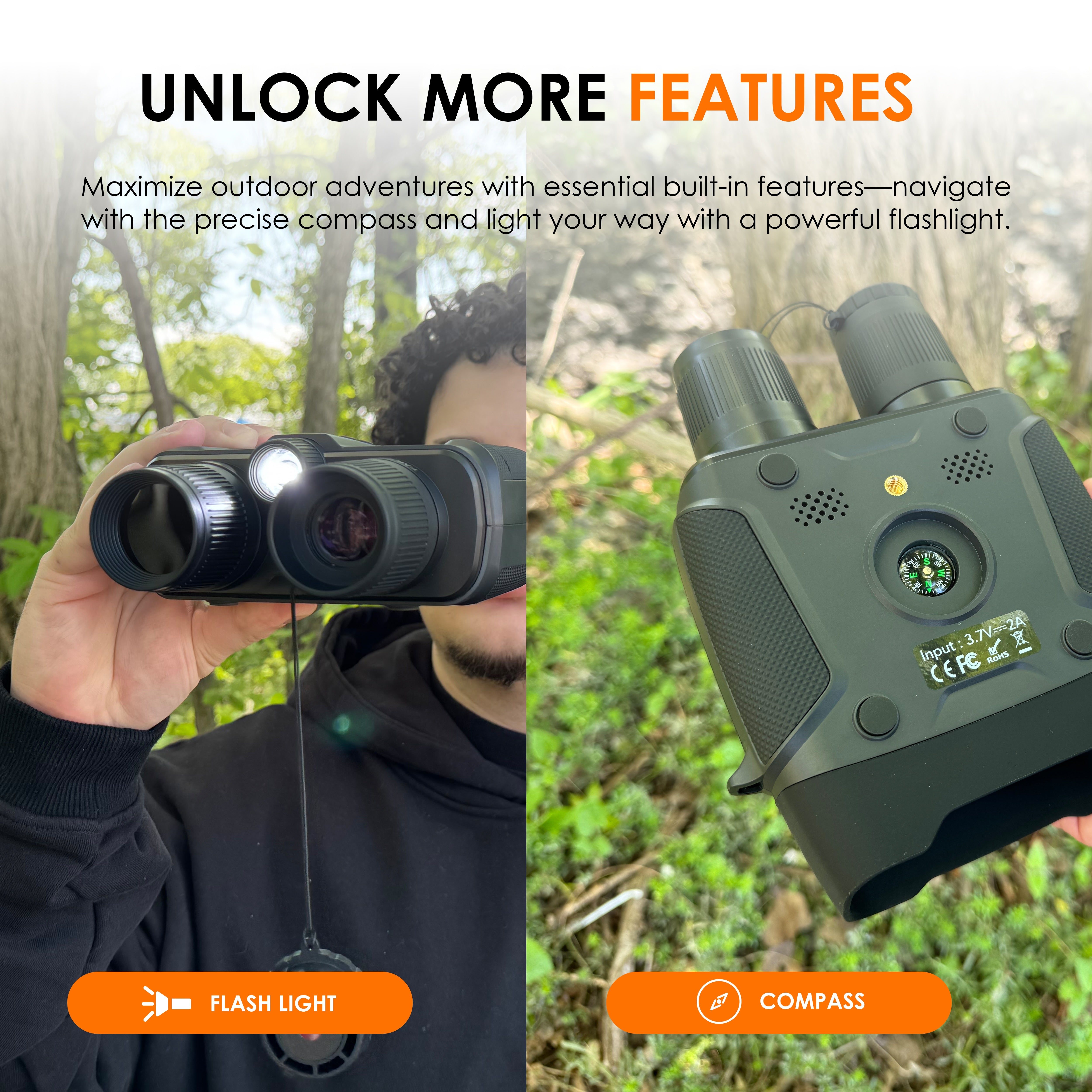 Rexing B1 Compass Night Vision Binoculars 4K Ultra HD - Energize Trek