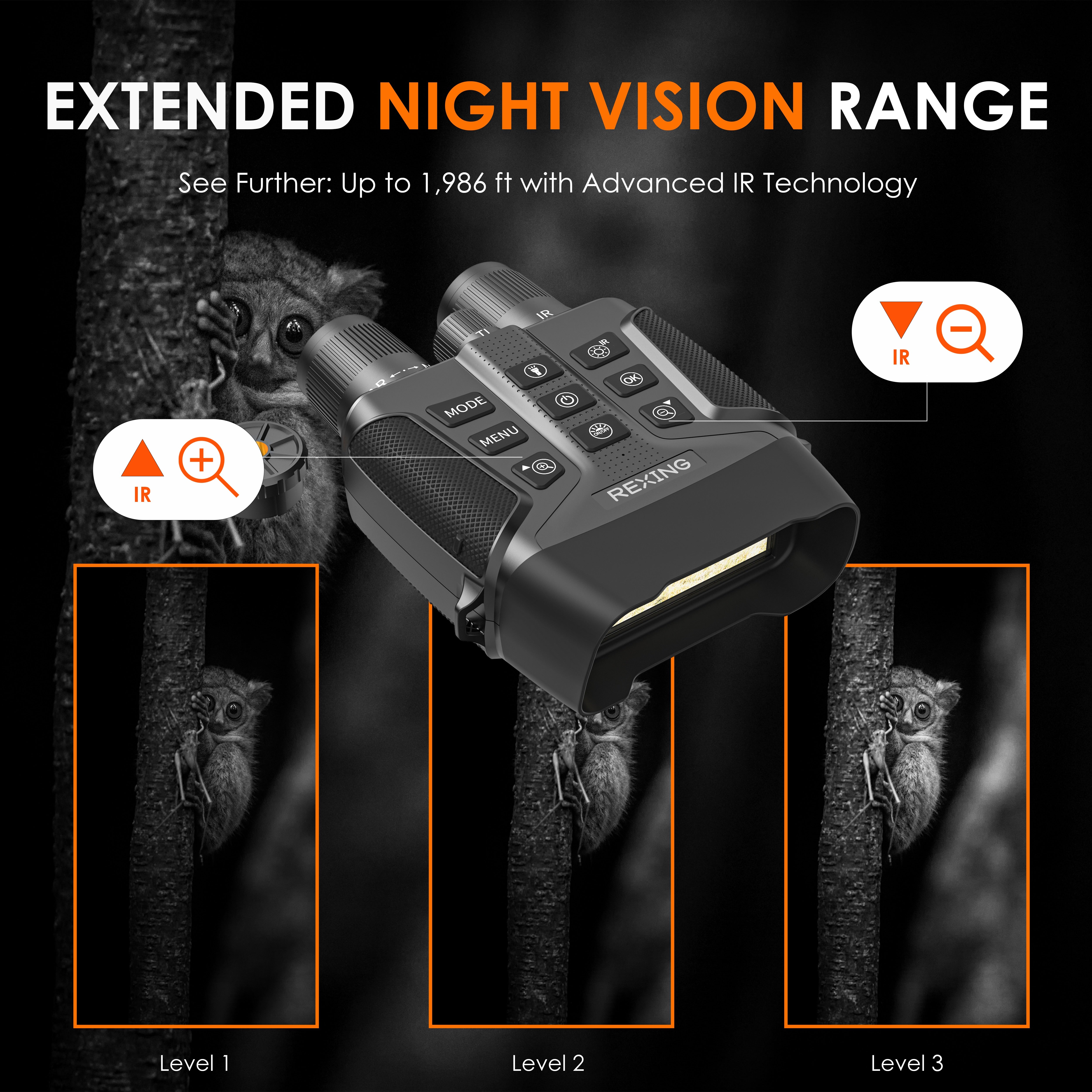 Rexing B1 Compass Night Vision Binoculars 4K Ultra HD - Energize Trek
