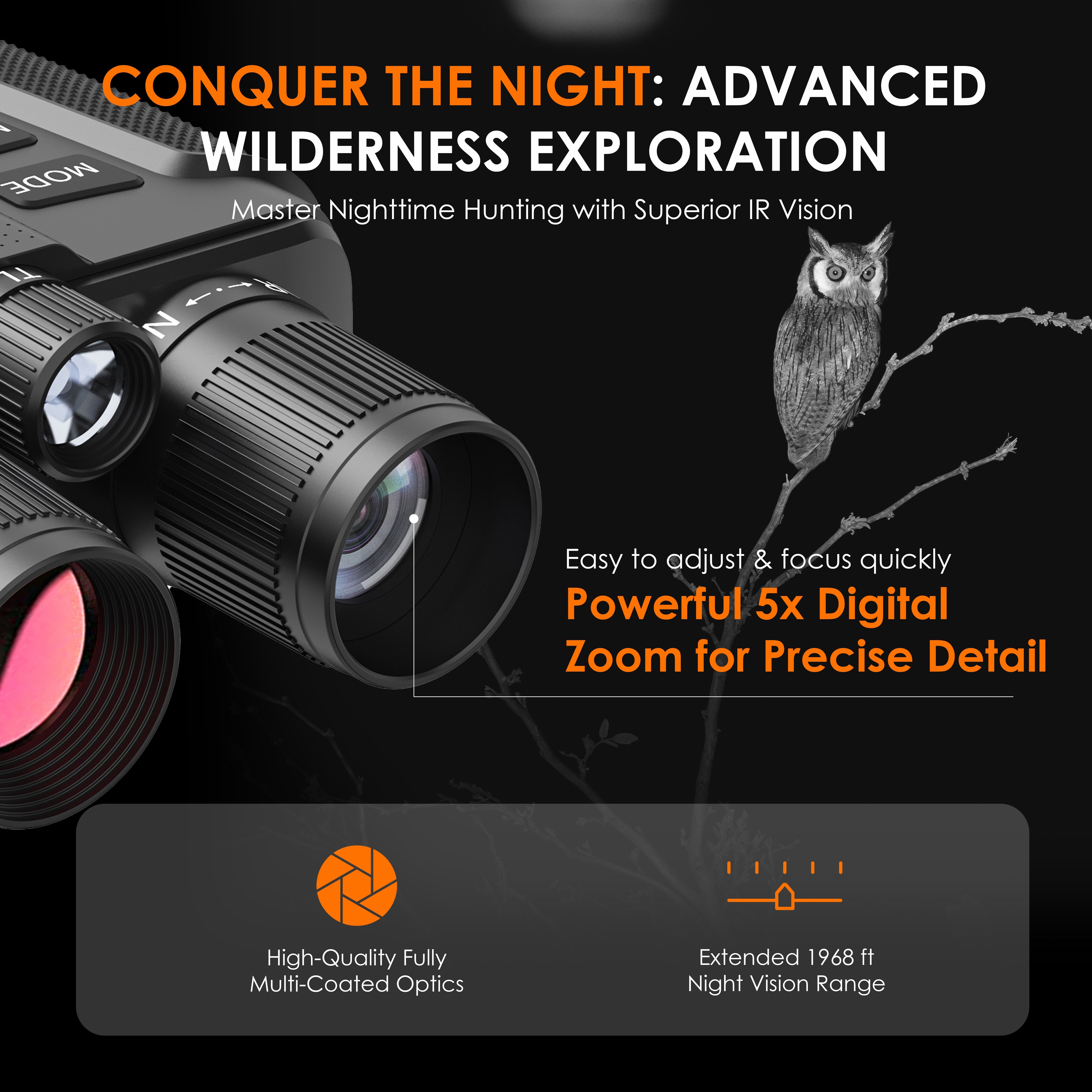 Rexing B1 Compass Night Vision Binoculars 4K Ultra HD - Energize Trek