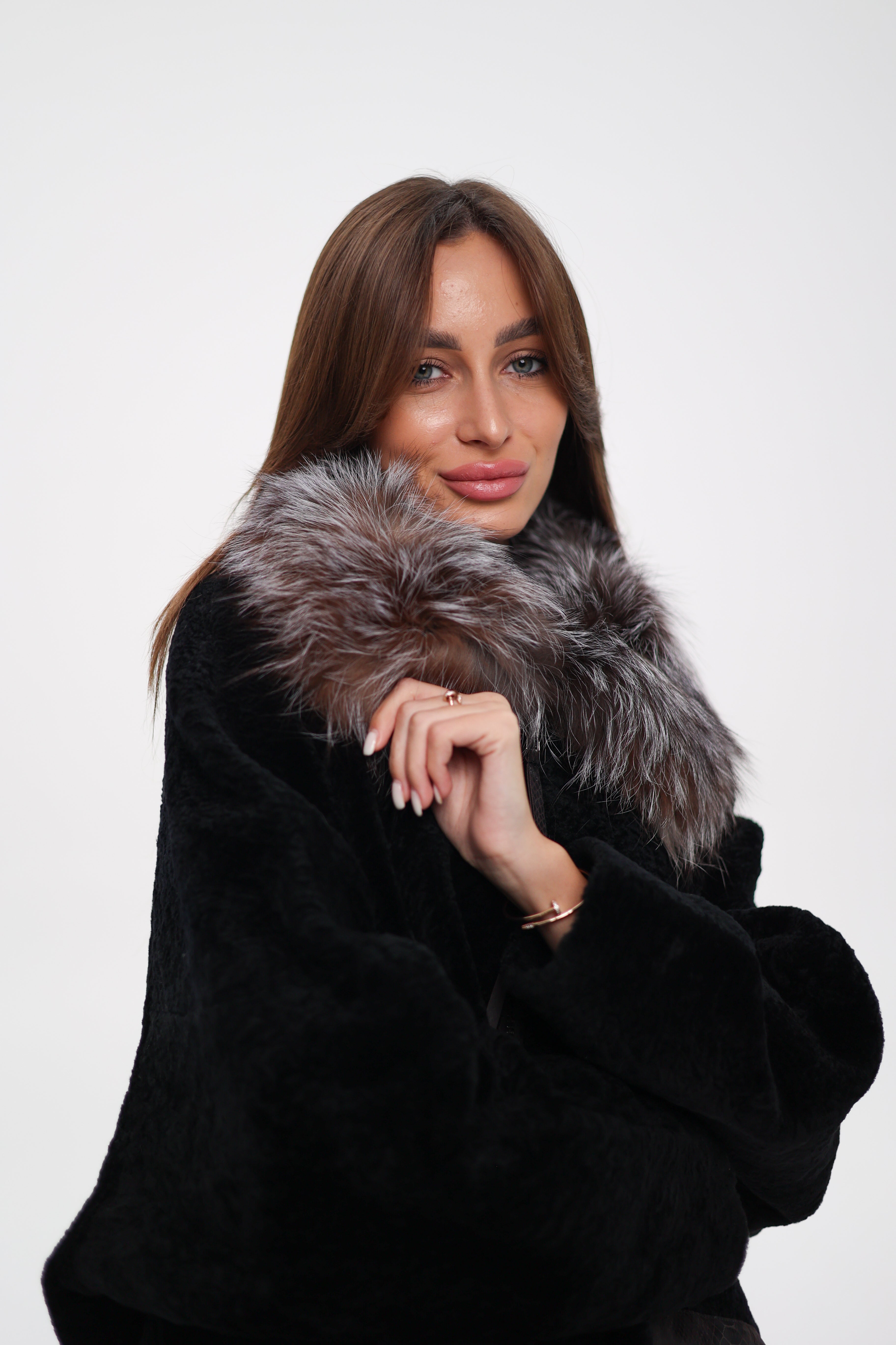 Palermo Genuine Astrakhan Silver Fox Trim Coat - Energize Trek