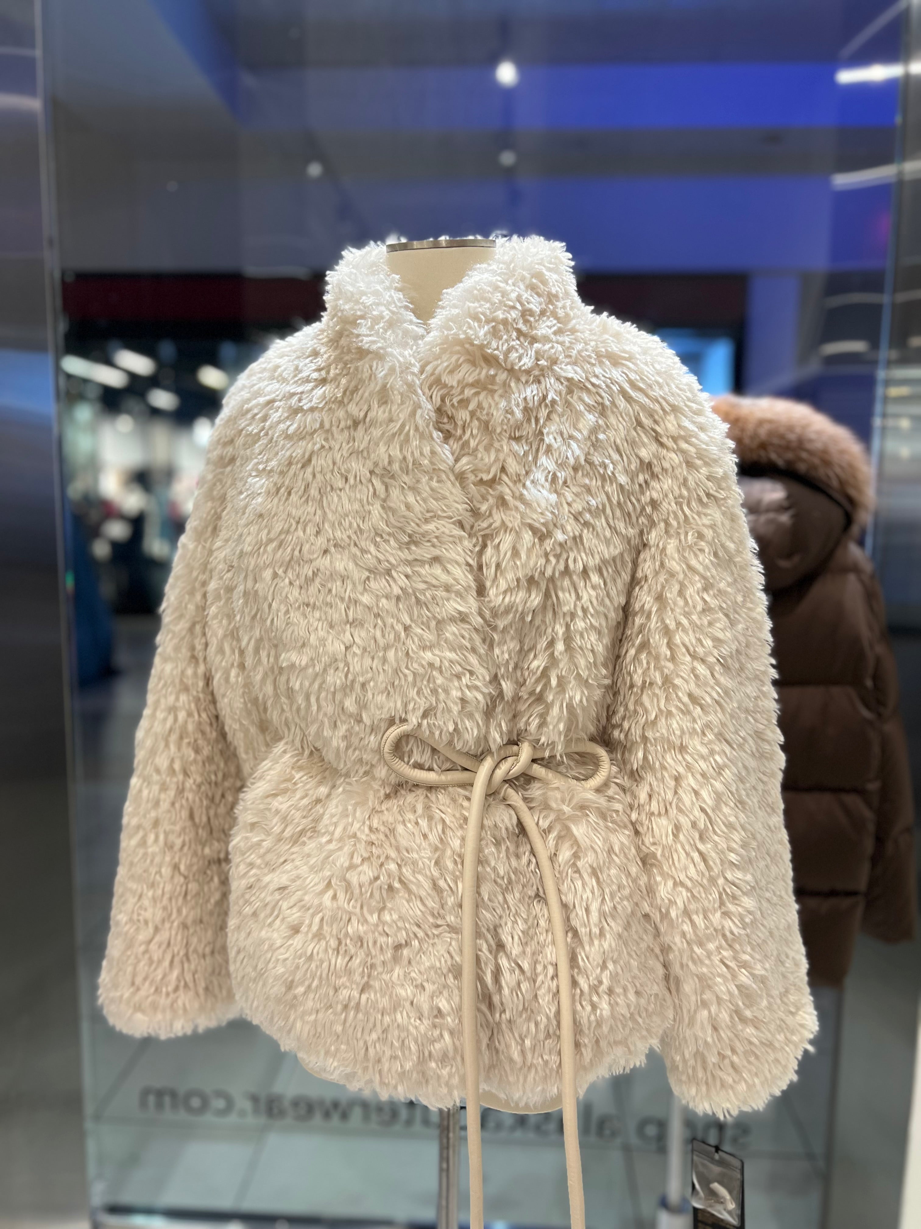 Faux Fur Coat with Leather Belt - Energize Trek
