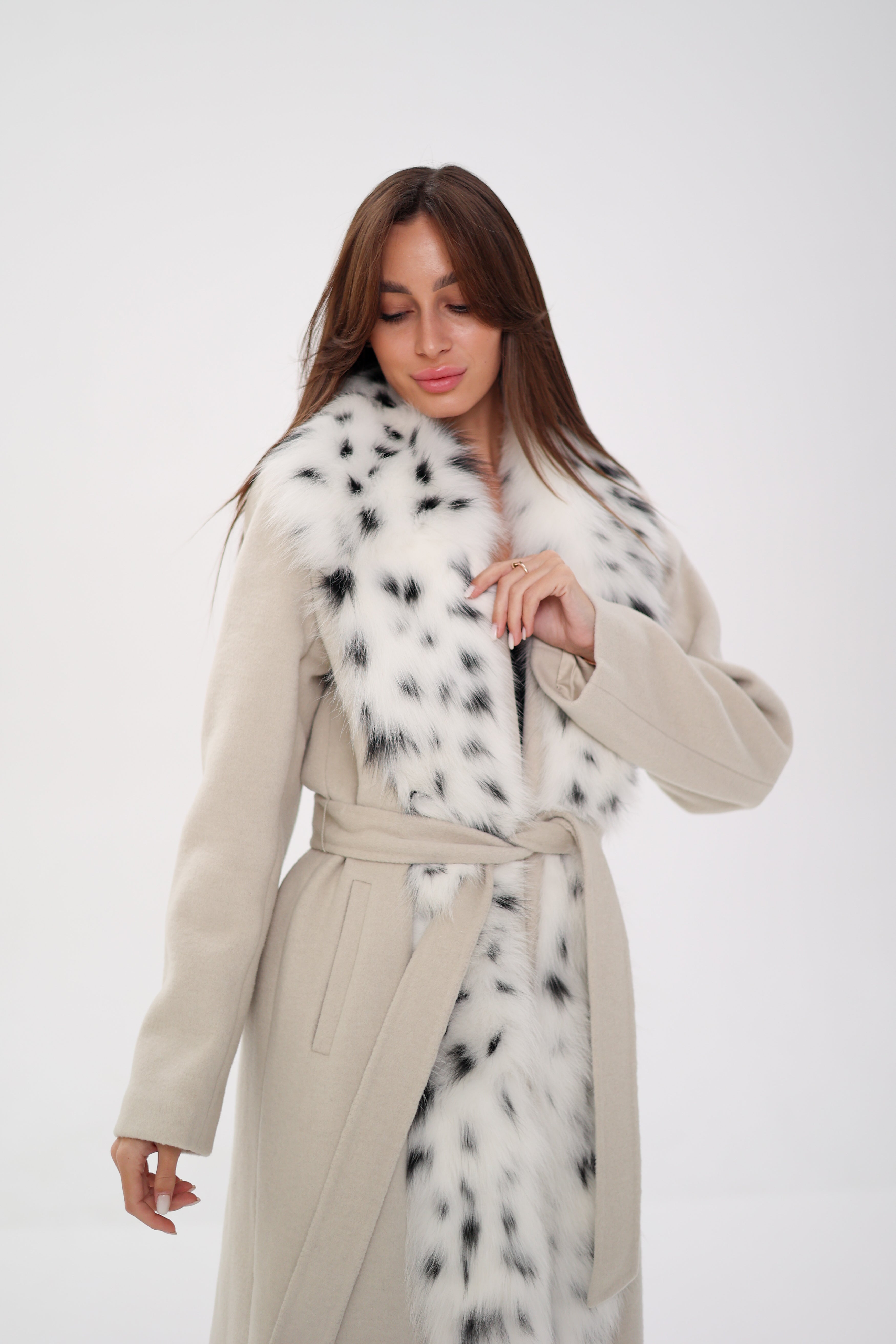Genuine Arctic Fox Virgin Wool Wrap Coat - Energize Trek