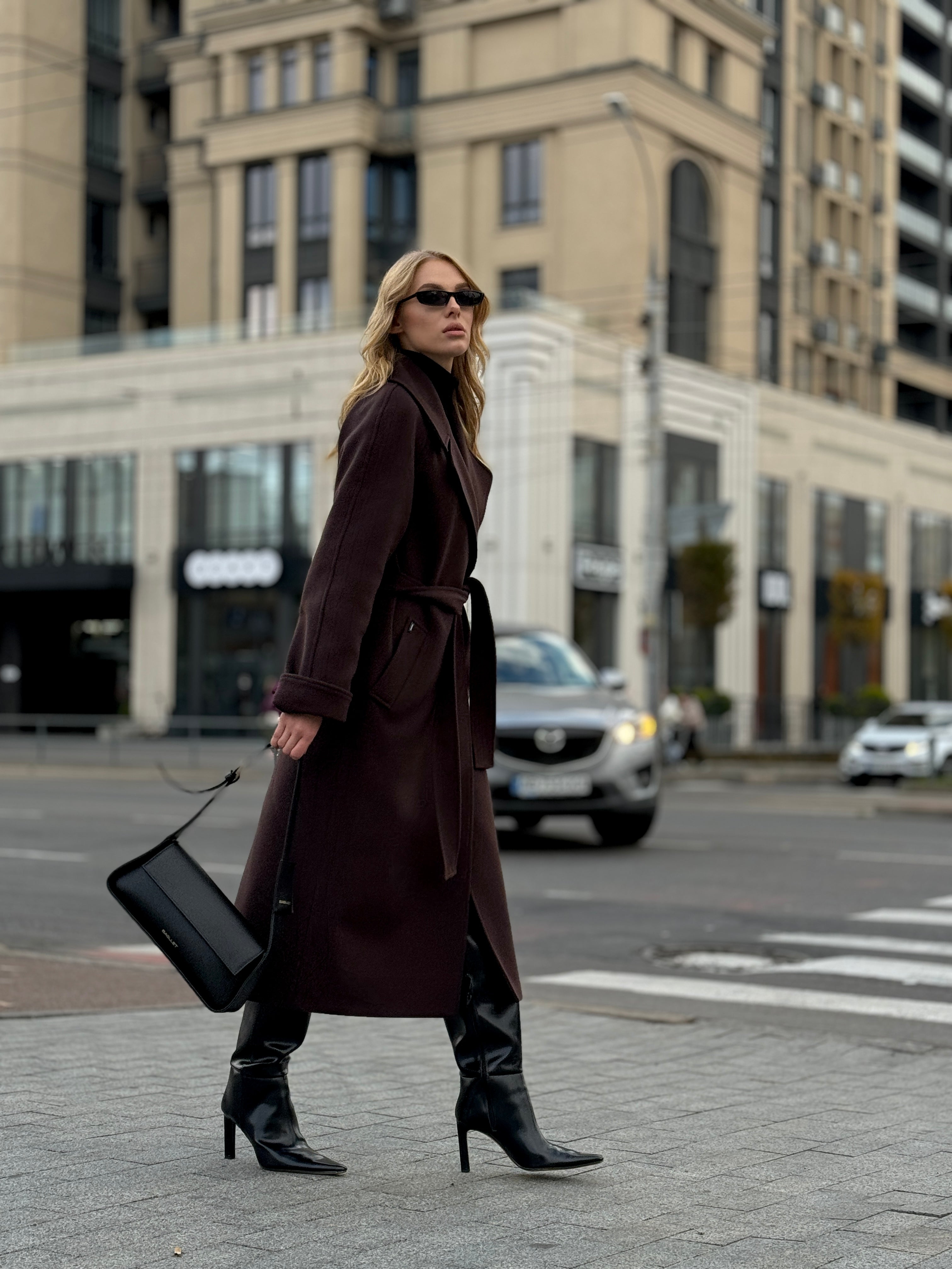 Emily Classic Wool Blend Overcoat in Rich Chocolate - Energize Trek