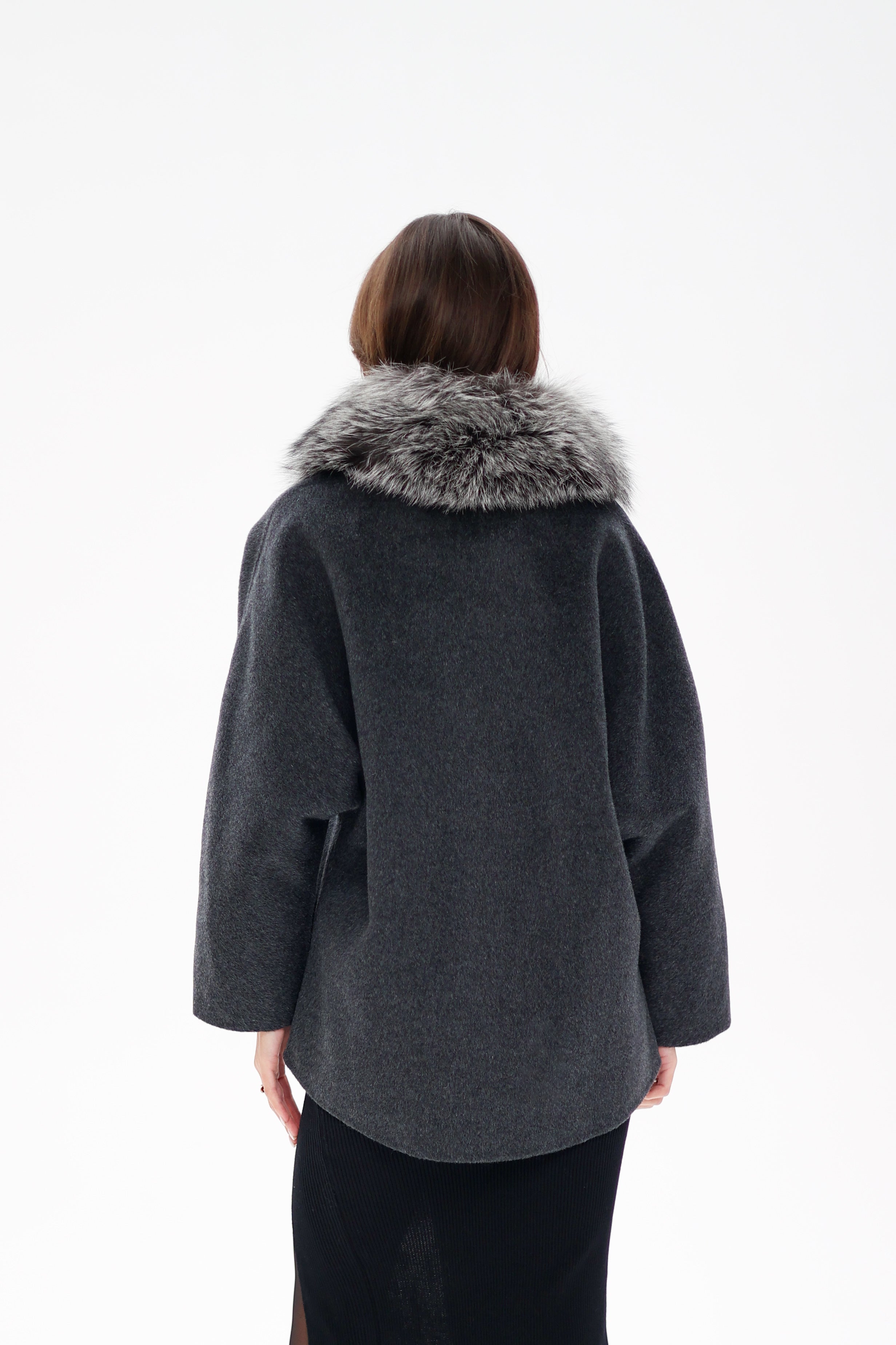 Genuine Silver Fox Fur Virgin Wool Coat - Energize Trek
