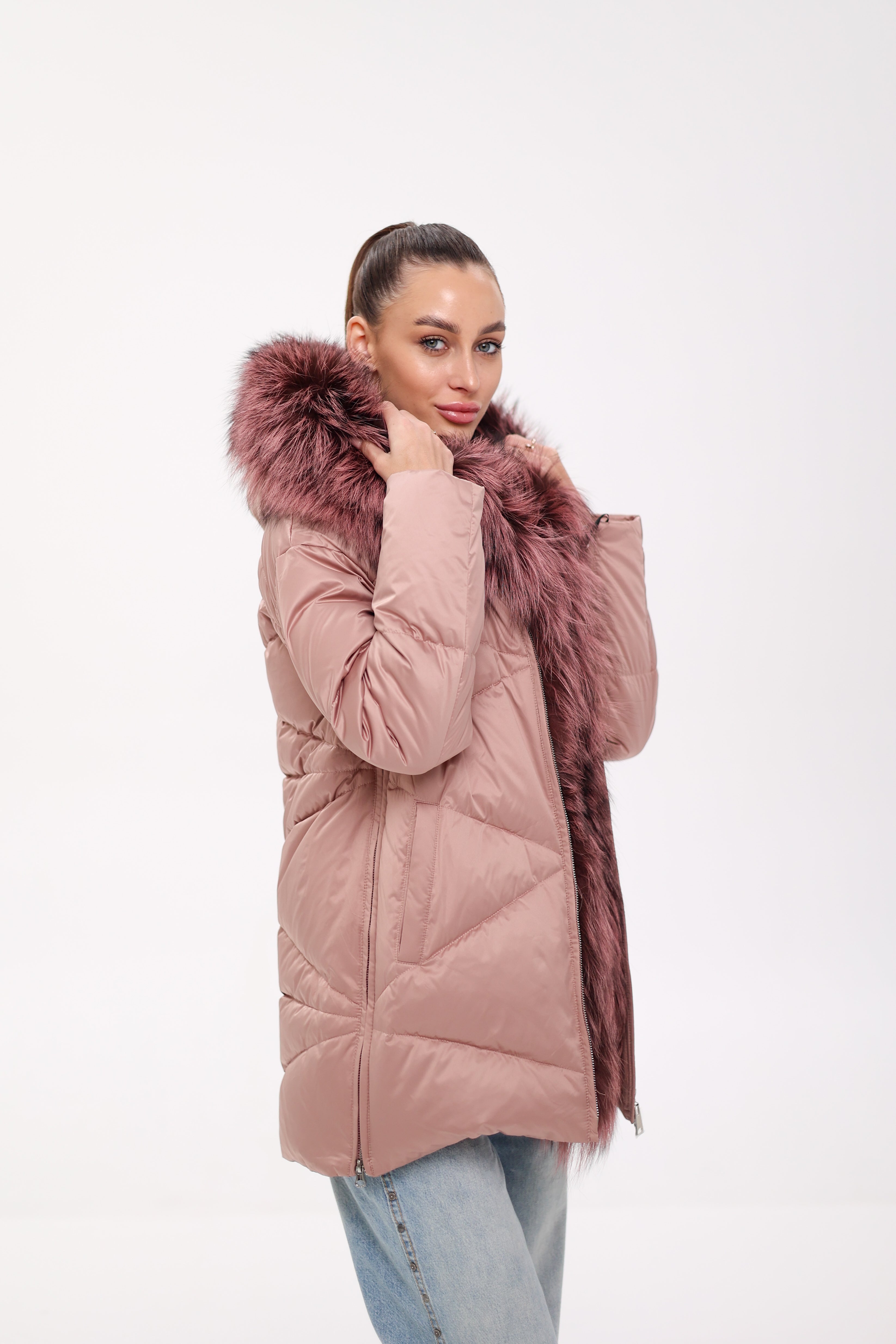 Genuine Silver Fox Fur Trim Down Insulated Parka - Energize Trek