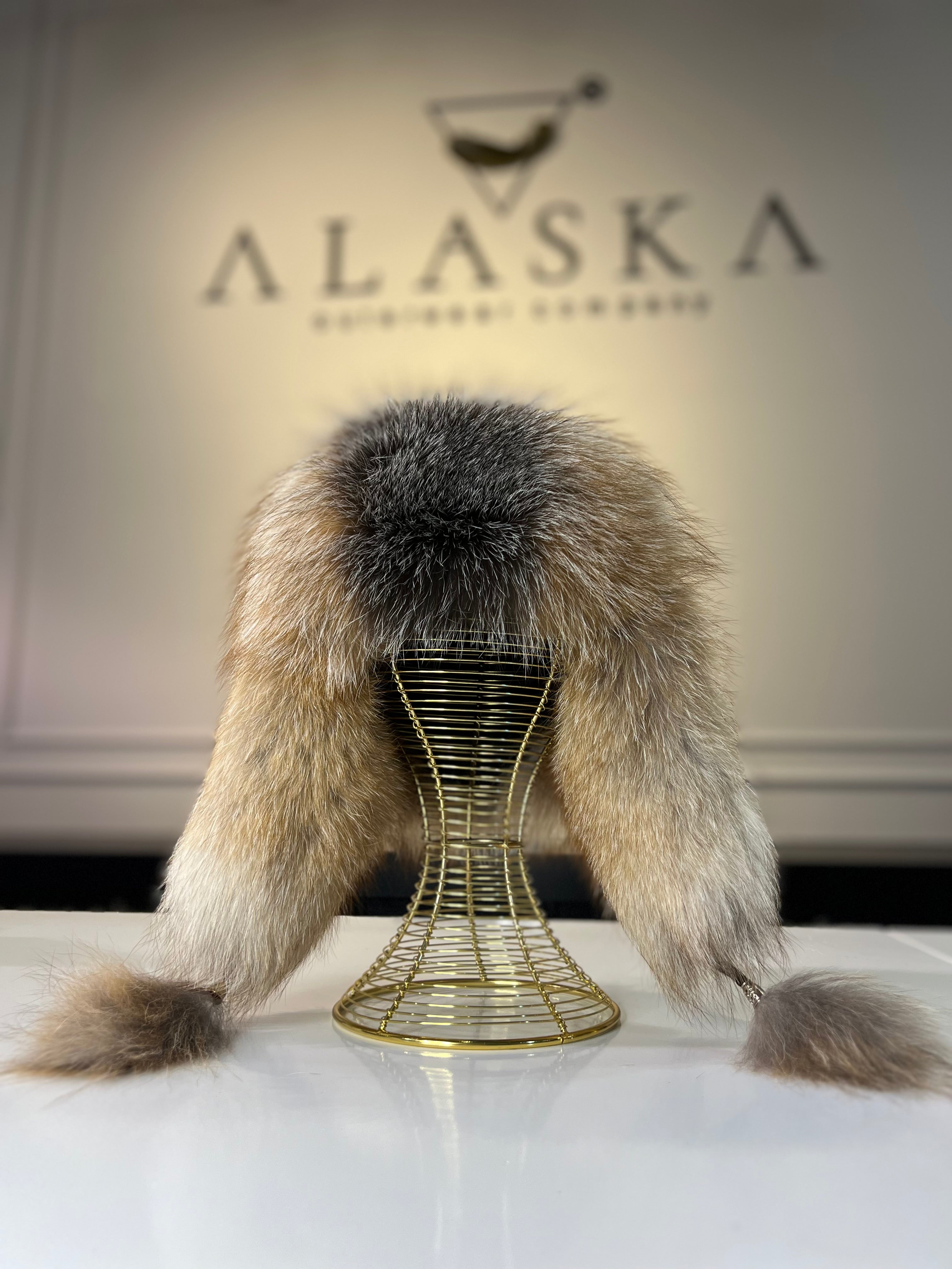 Genuine Silver Fox Fur Genuine Leather Hat - Energize Trek