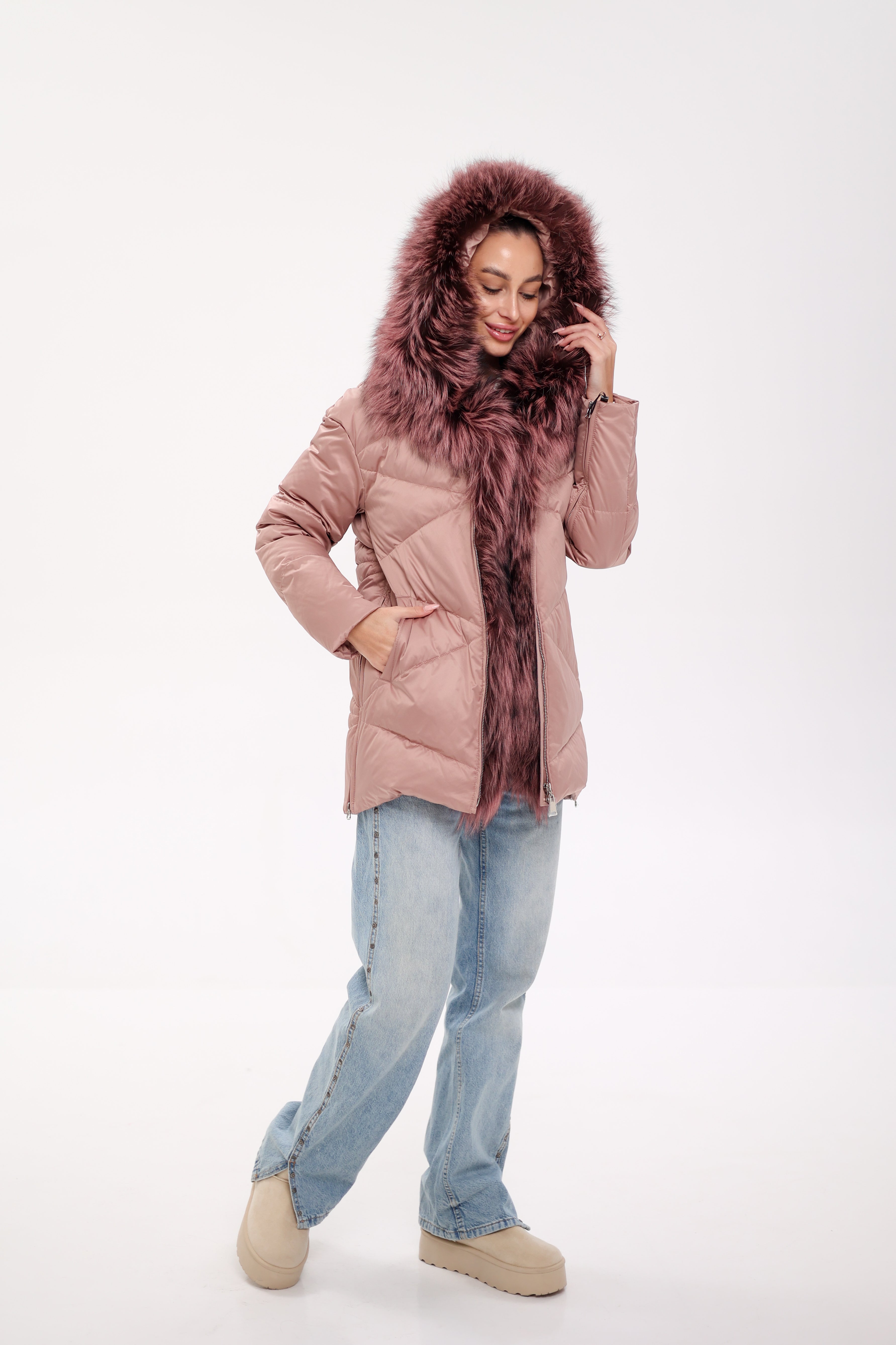Genuine Silver Fox Fur Trim Down Insulated Parka - Energize Trek