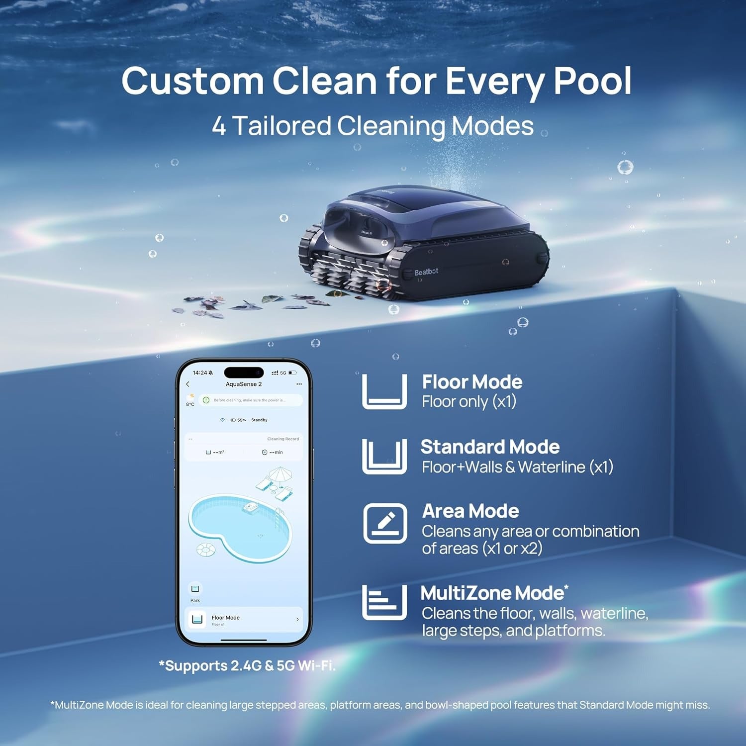 Beatbot AquaSense® 2 Robotic Pool Cleaner + iSkim® Ultra Robotic Pool Skimmer - Energize Trek