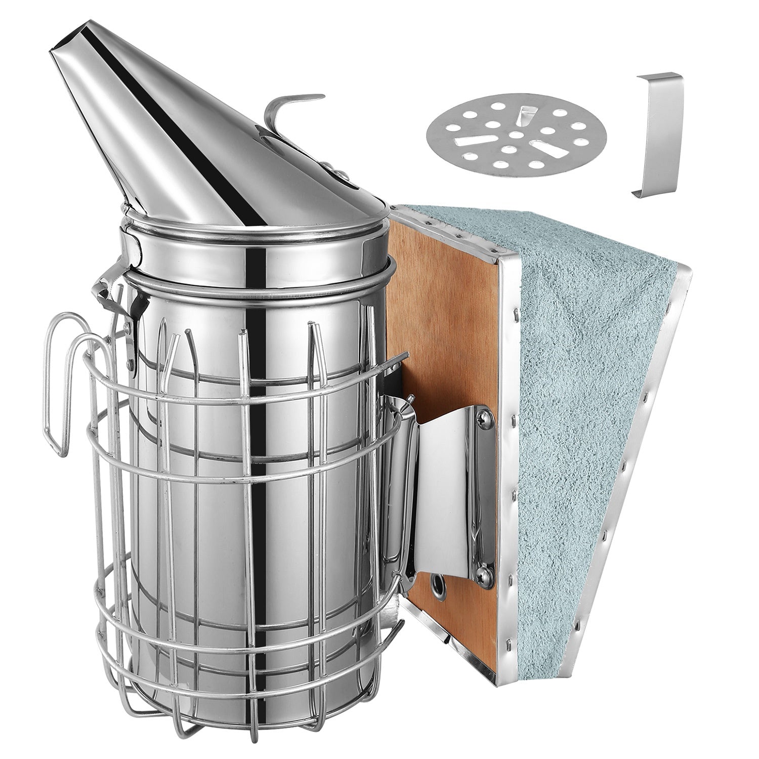 Bee Hive Smoker 11-Inch Heavy Duty Stainless Steel with Metal Heat Shield Storage Hook Beekeeping Equipment Tool - Energize Trek