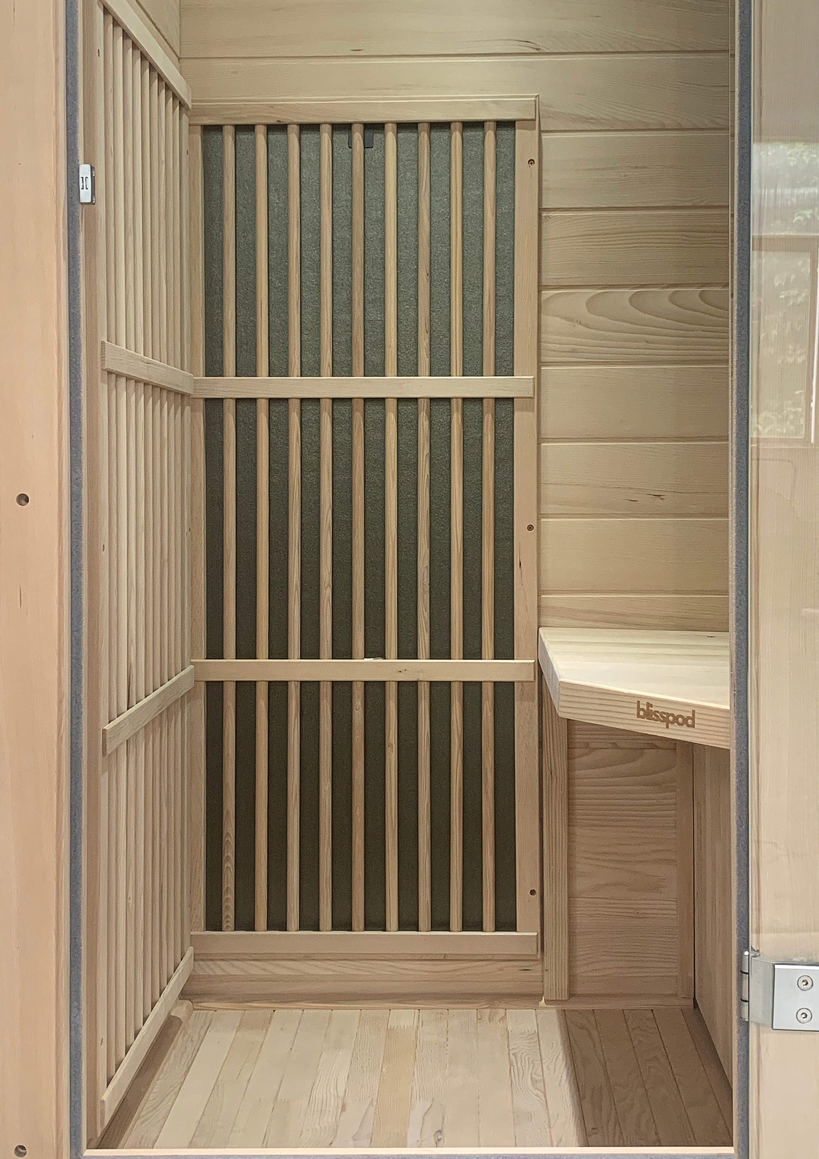 Blisspod | Vienna | Far Infrared Sauna | Canadian Hemlock Very Low EMF | 72.8"H x 35.4"W x 25.6"D | 1 Person - Energize Trek