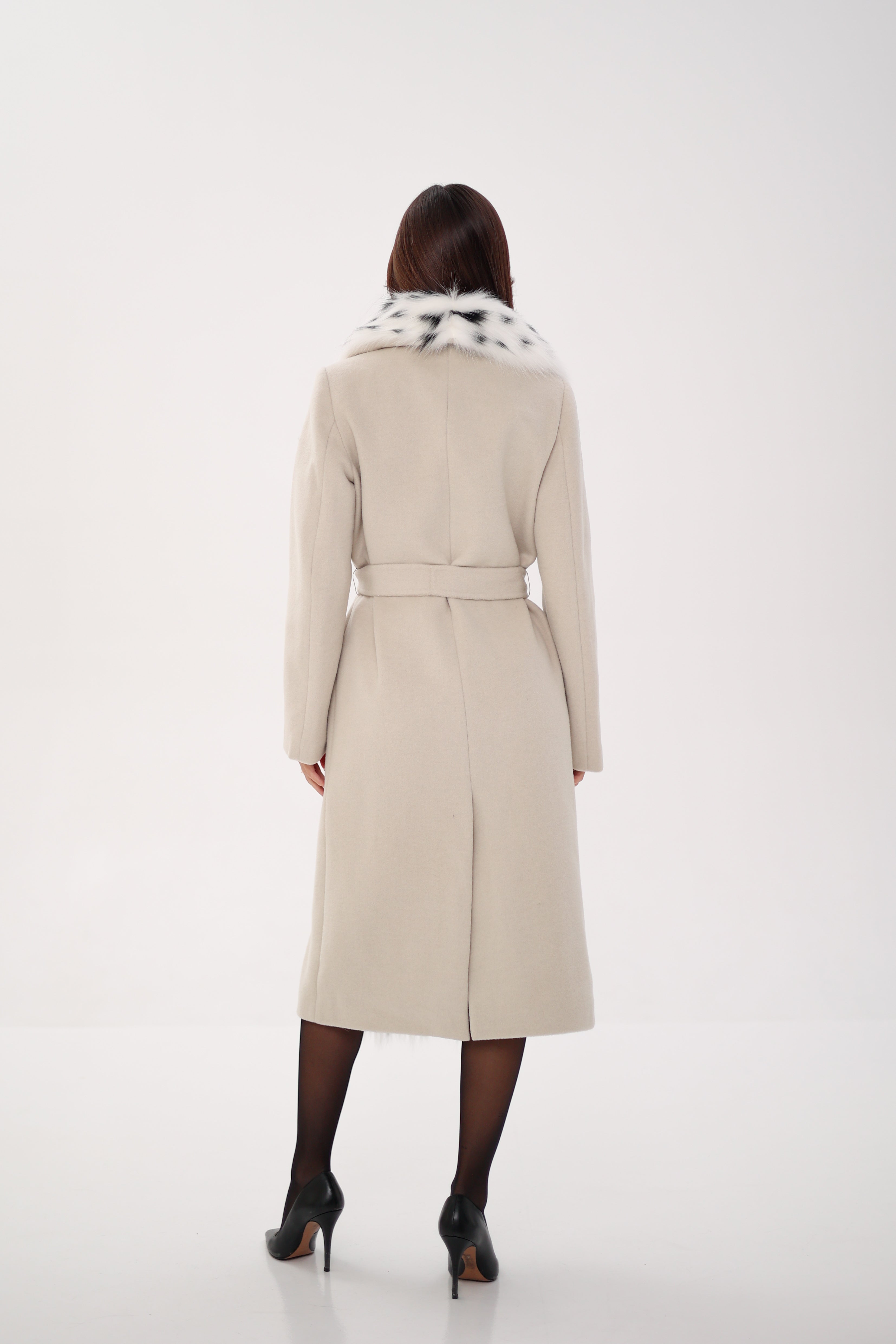 Genuine Arctic Fox Virgin Wool Wrap Coat - Energize Trek