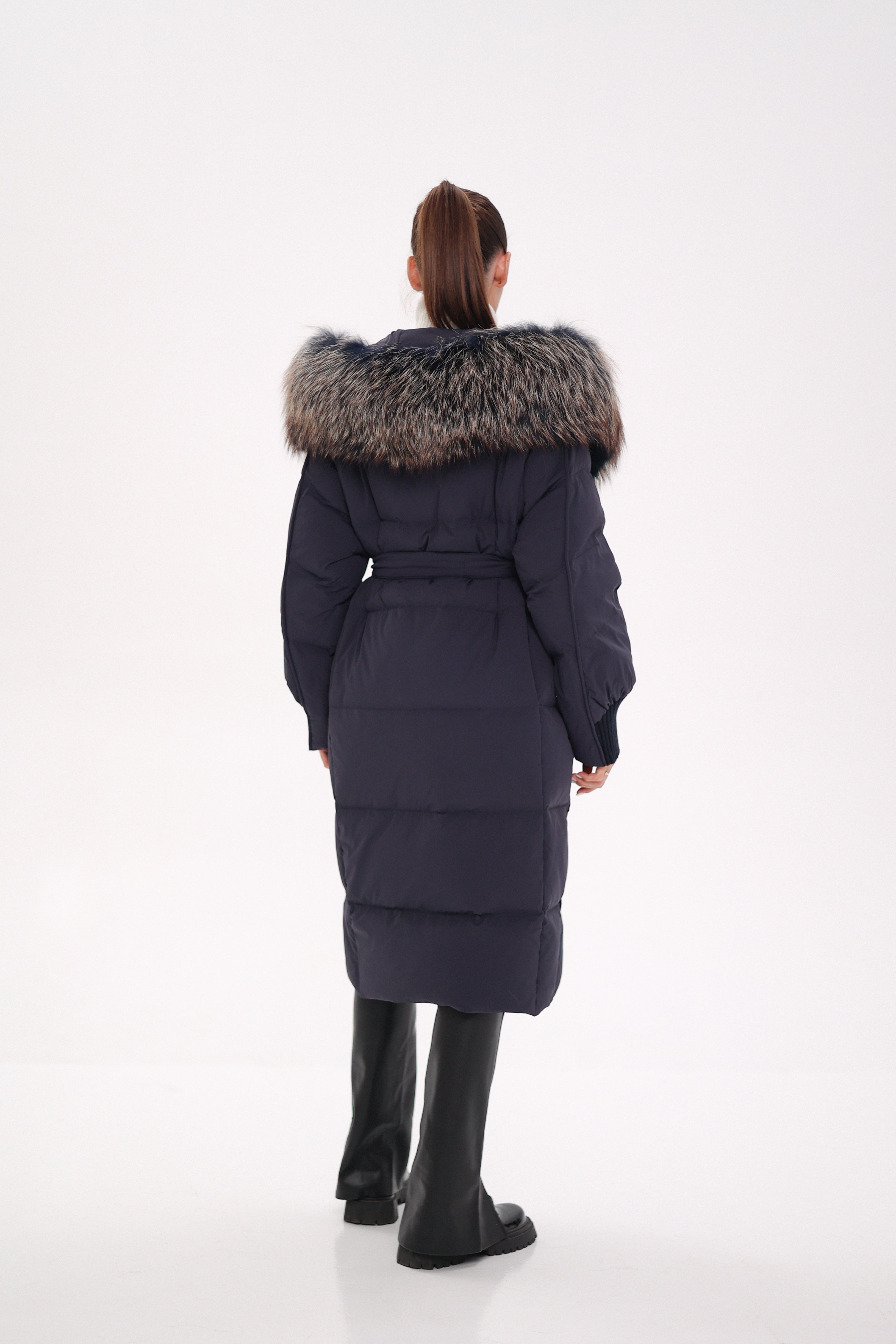 Rei Genuine Fur Trim Hooded Down Coat in Navy - Energize Trek