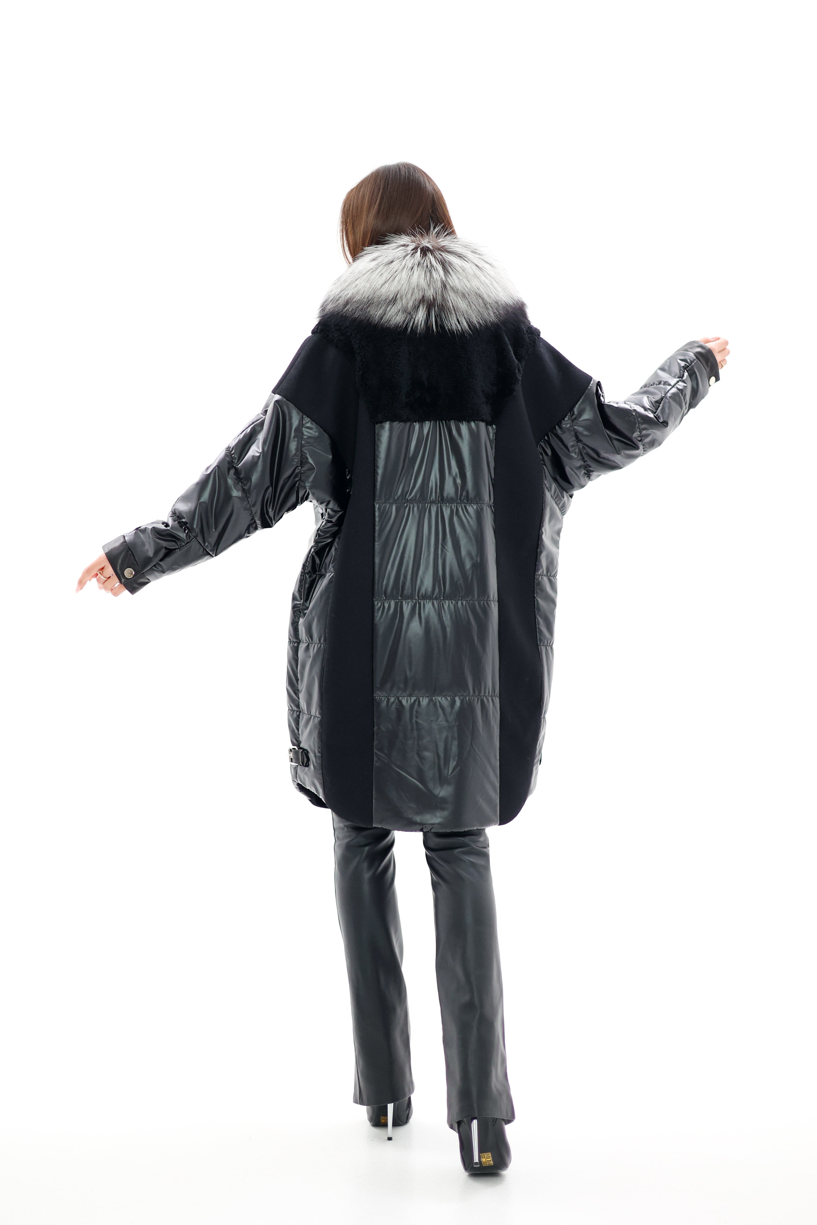 Genuine Silver Fox Fur Italian Cashmere Wool Freudenberg Comfortemp® Coat - Energize Trek